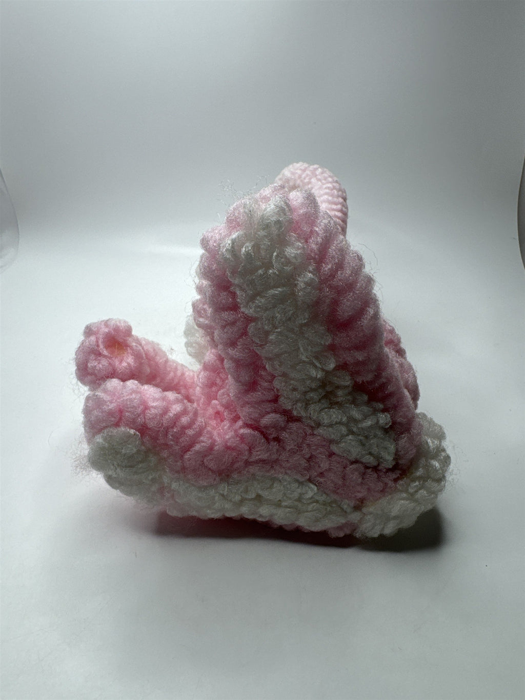 Vintage 13" Tall Hand Crocheted Pink Easter Bunny Blue Eyes Tongue Out