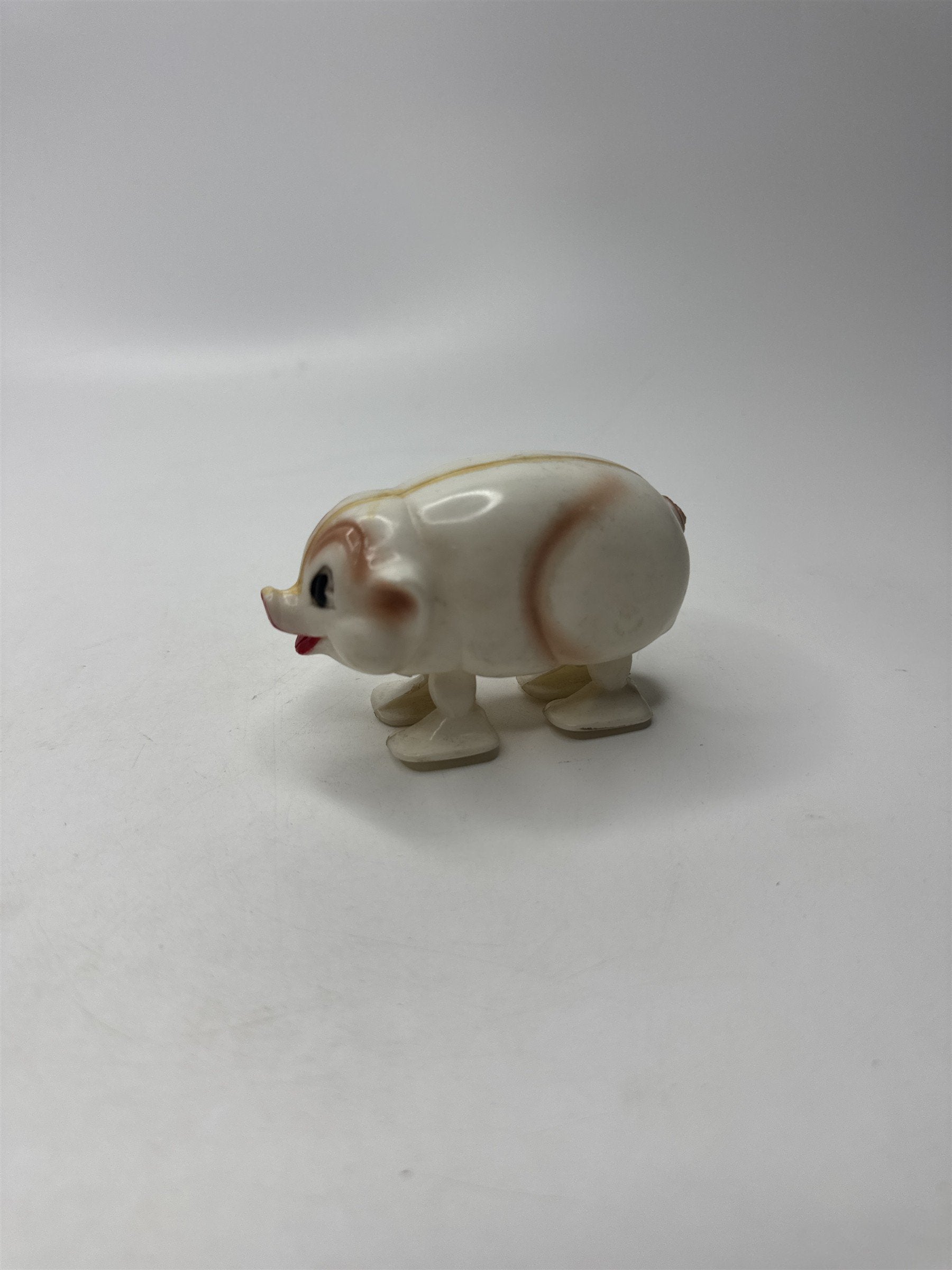 Vintage 1950s White Hard Plastic Pig Ramp Walker Toy Nostalgic