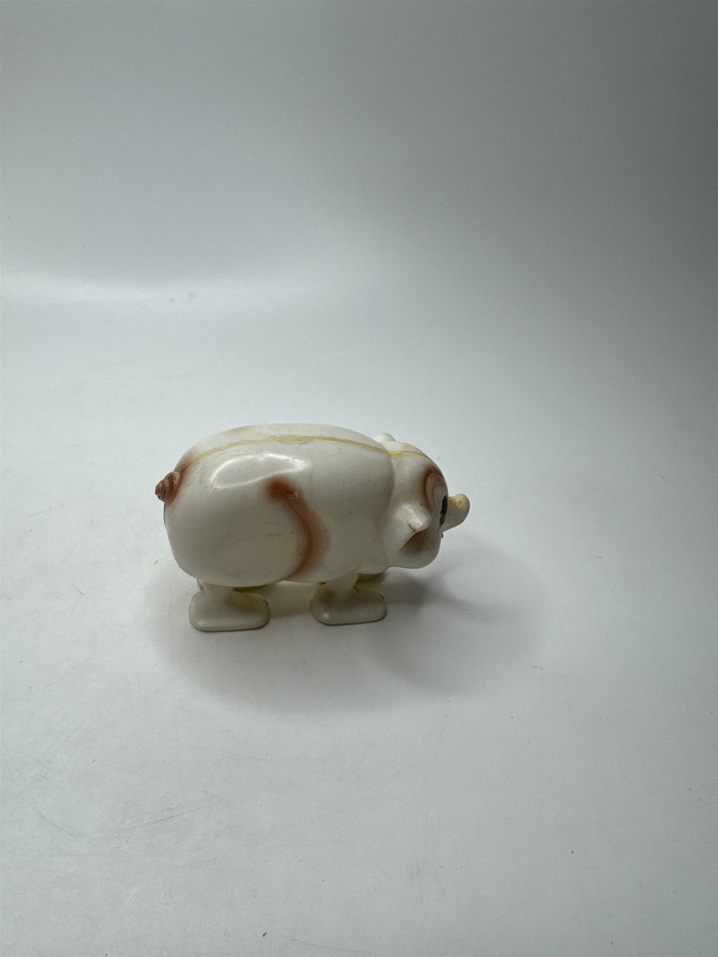 Vintage 1950s White Hard Plastic Pig Ramp Walker Toy Nostalgic