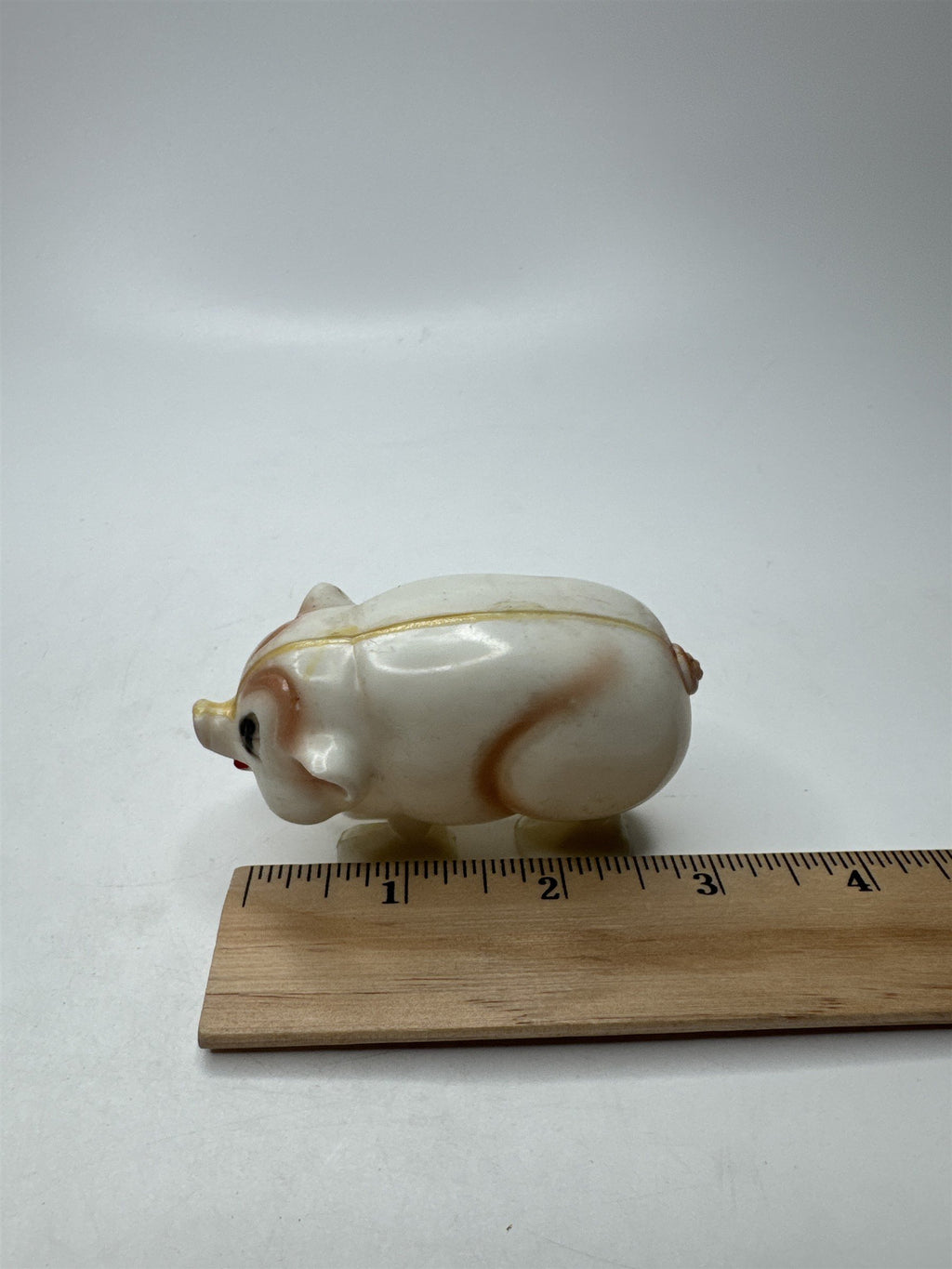Vintage 1950s White Hard Plastic Pig Ramp Walker Toy Nostalgic