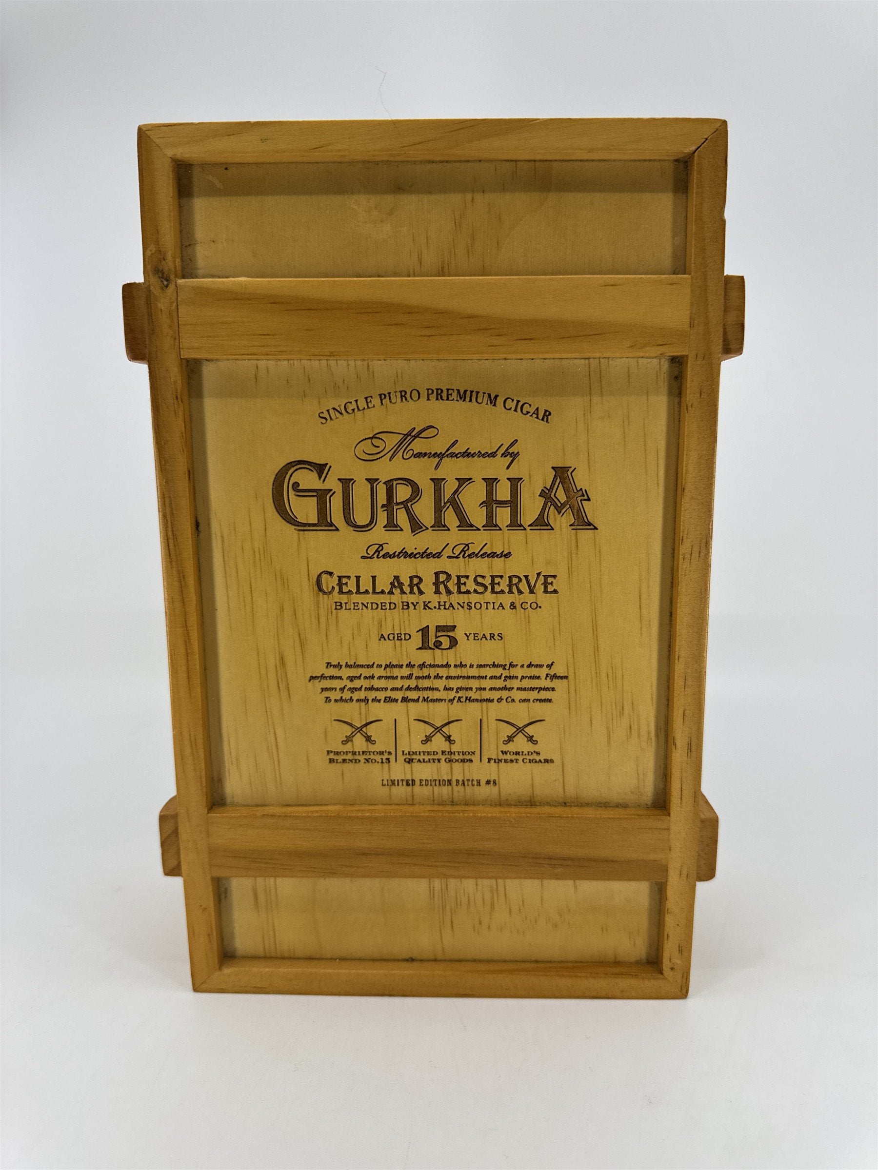 Gurkha Cellar Reserve 15 Year Empty Wooden Cigar Box Batch #8