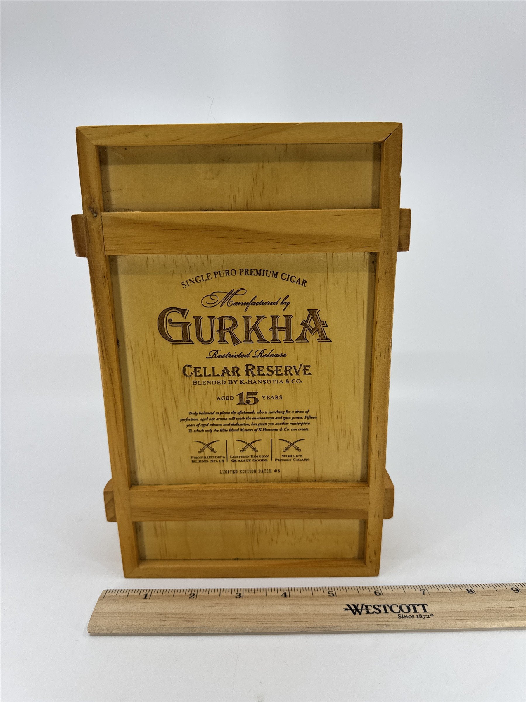 Gurkha Cellar Reserve 15 Year Empty Wooden Cigar Box Batch #8