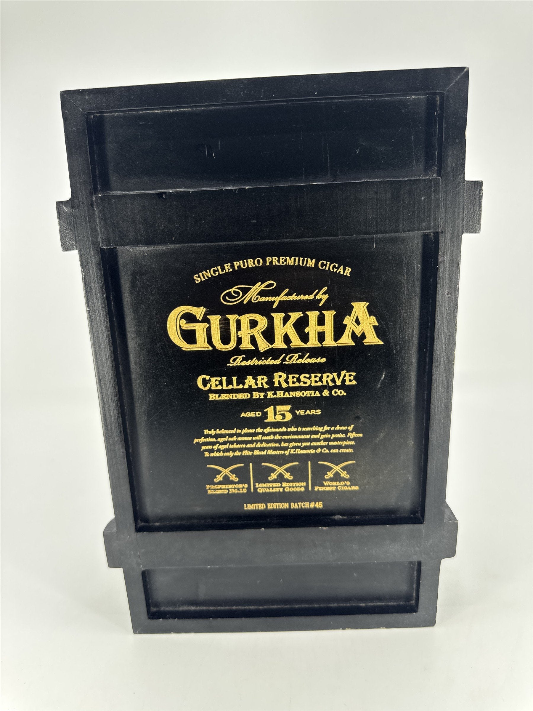 Black Gurkha Cellar Reserve 15 Year Empty Wooden Cigar Box Batch #45