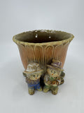 Vintage Ceramic Fall Autumn Harvest Scarecrow Flower Pot