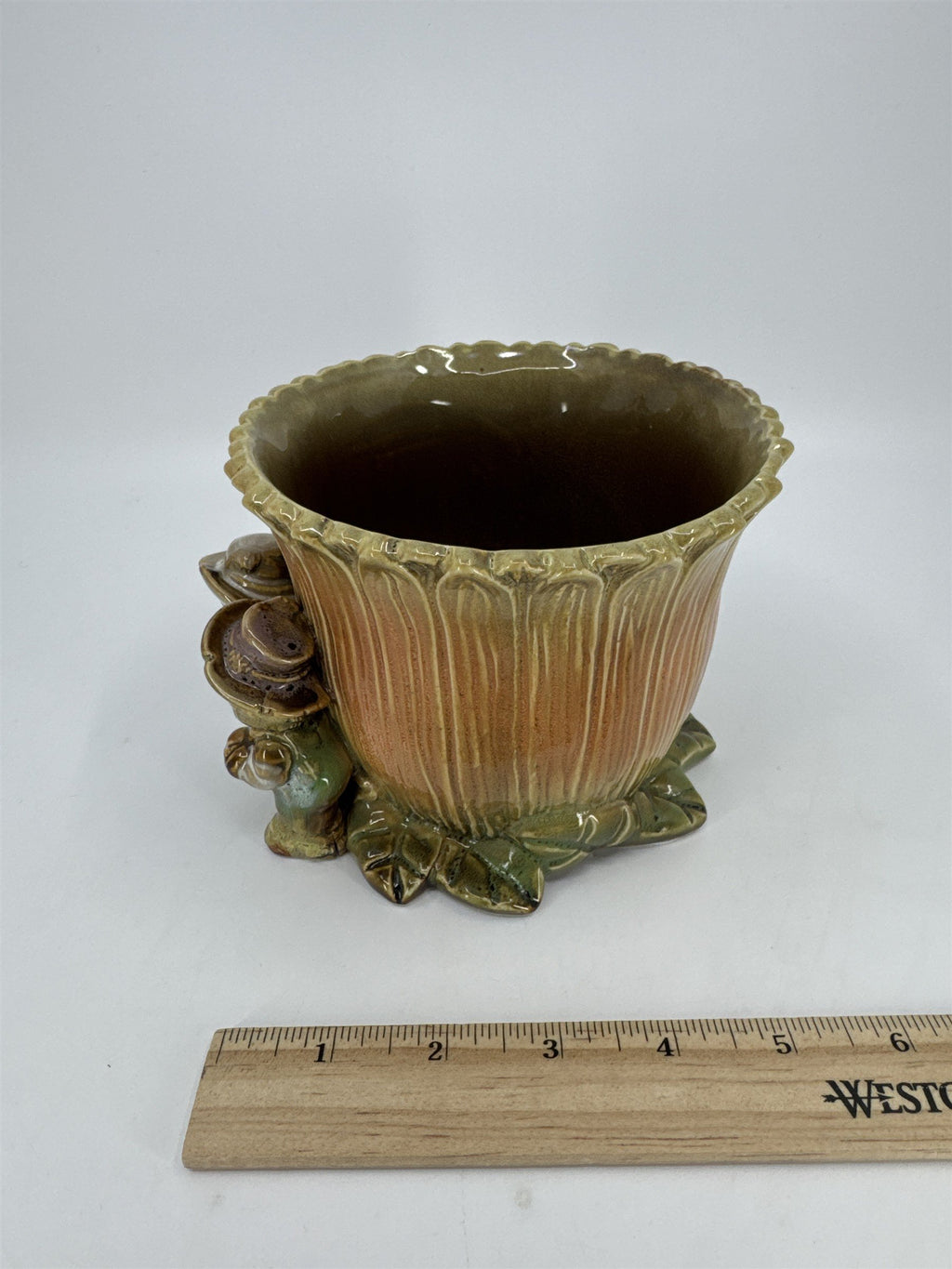 Vintage Ceramic Fall Autumn Harvest Scarecrow Flower Pot