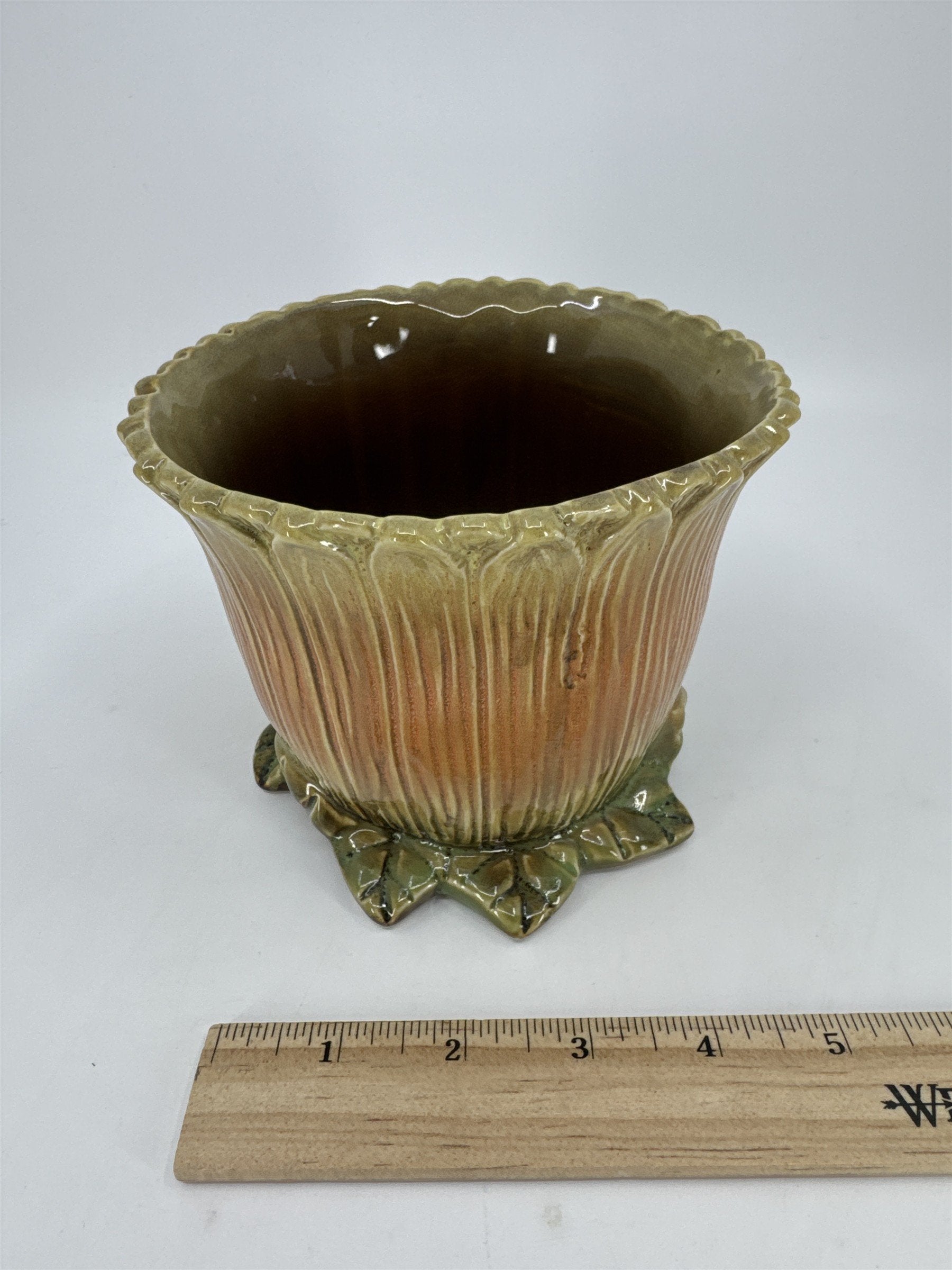 Vintage Ceramic Fall Autumn Harvest Scarecrow Flower Pot