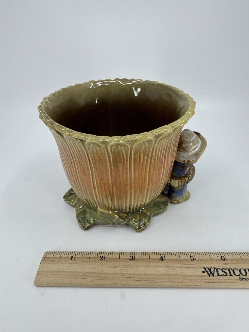 Vintage Ceramic Fall Autumn Harvest Scarecrow Flower Pot