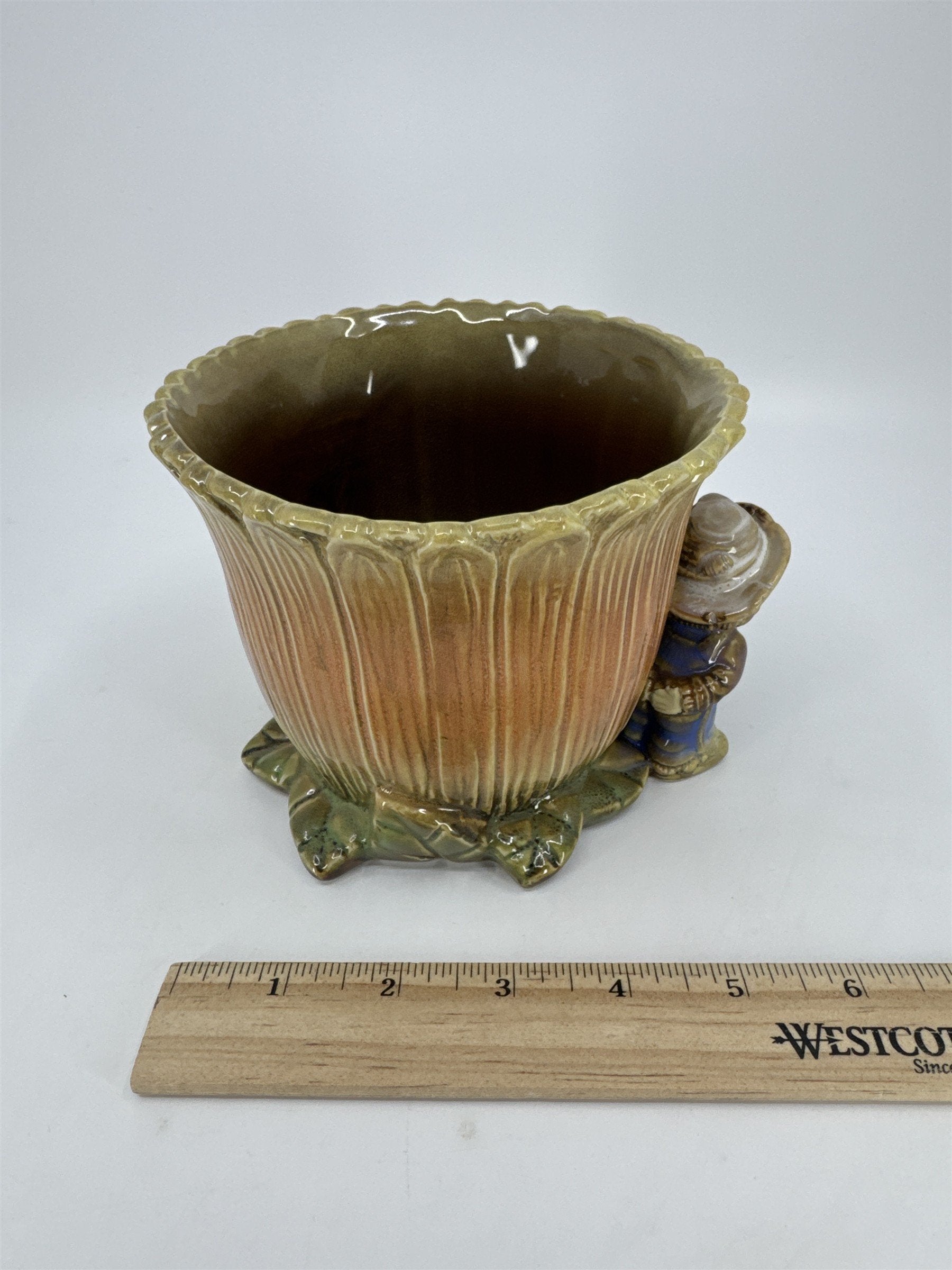 Vintage Ceramic Fall Autumn Harvest Scarecrow Flower Pot