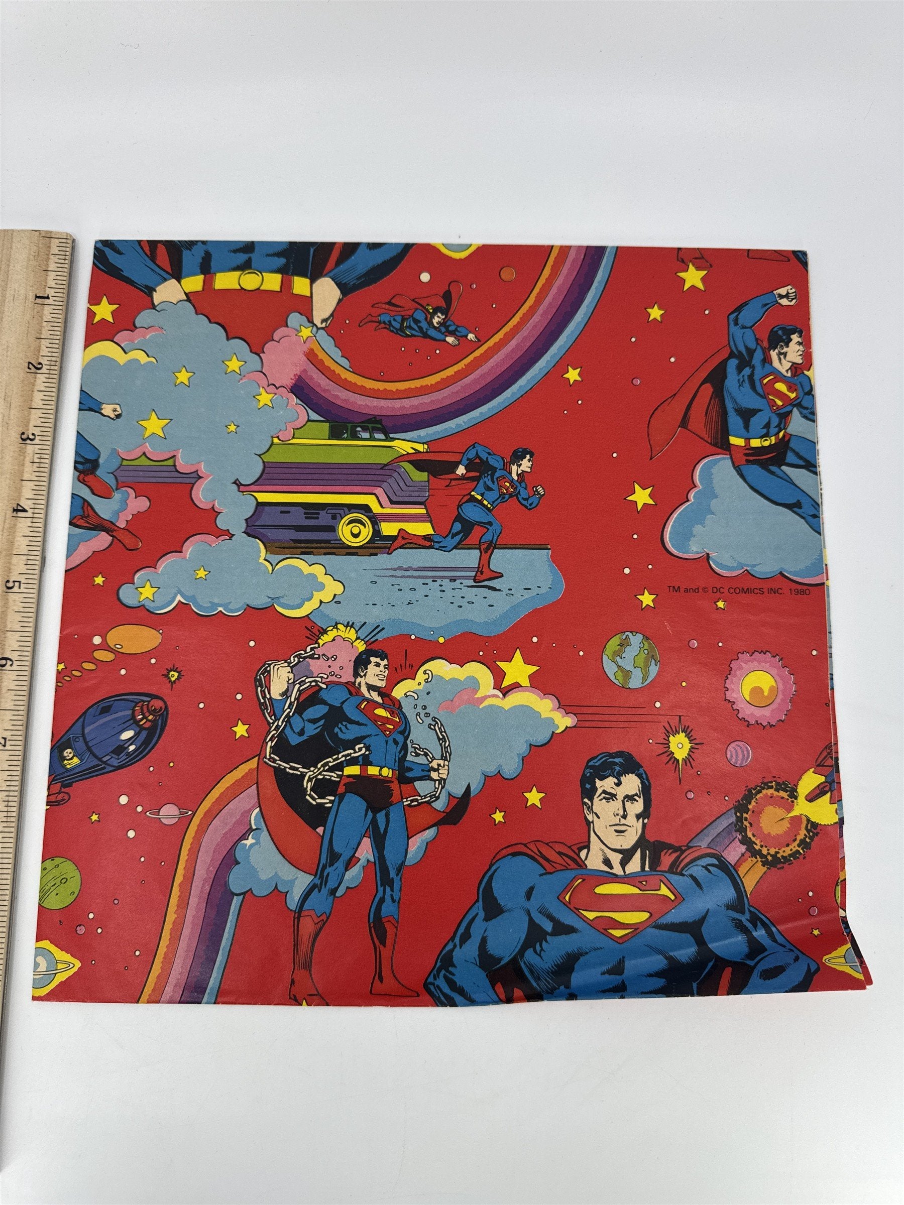 Vintage 1980 DC Comics Superman Wrapping Paper 1 Piece