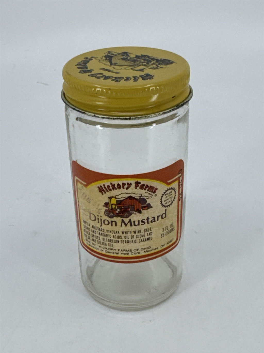 Vintage Hickory Farms Of Ohio 3 Oz. Empty Dijon Mustard Glass Jar