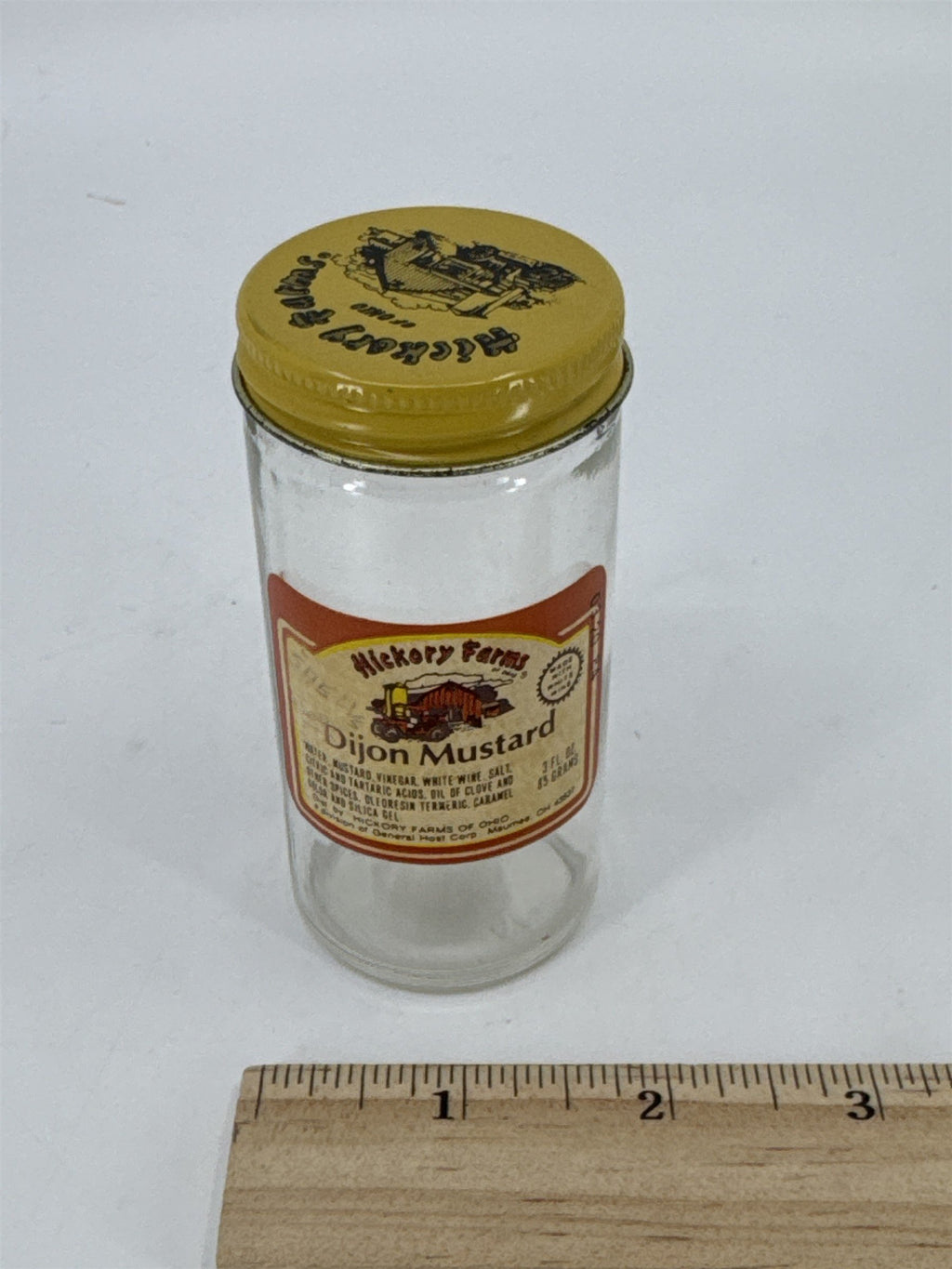 Vintage Hickory Farms Of Ohio 3 Oz. Empty Dijon Mustard Glass Jar