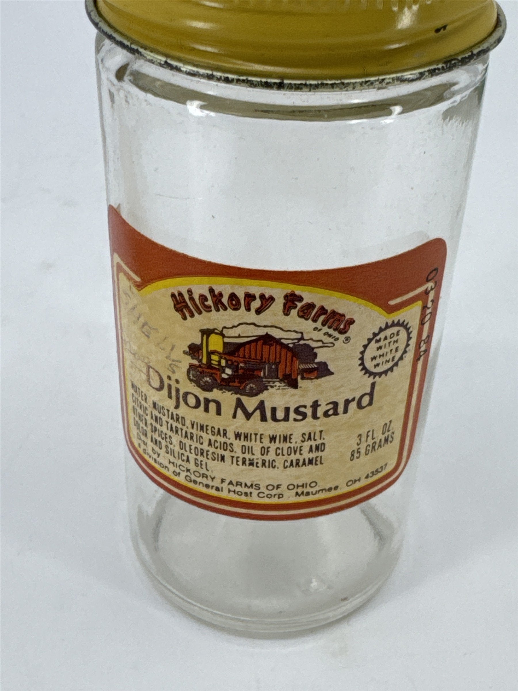 Vintage Hickory Farms Of Ohio 3 Oz. Empty Dijon Mustard Glass Jar