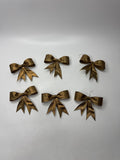Lot of 6 Vintage Gold Tone Ribbon Christmas Ornaments Hong Kong Collectible