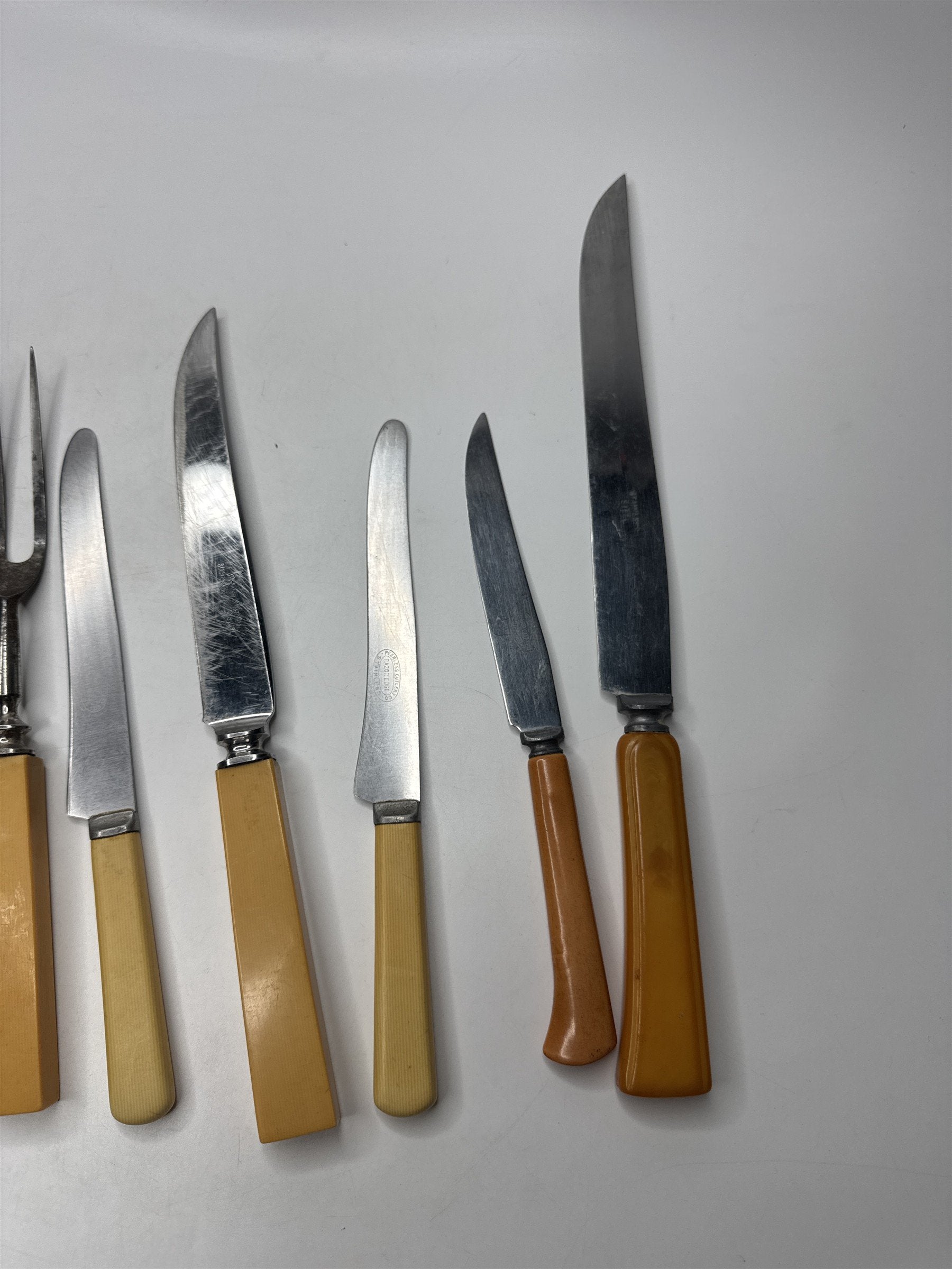 Vintage Cutlery Set Serving Utensils Bakelite/Plastic Handles Silverware Kitchen