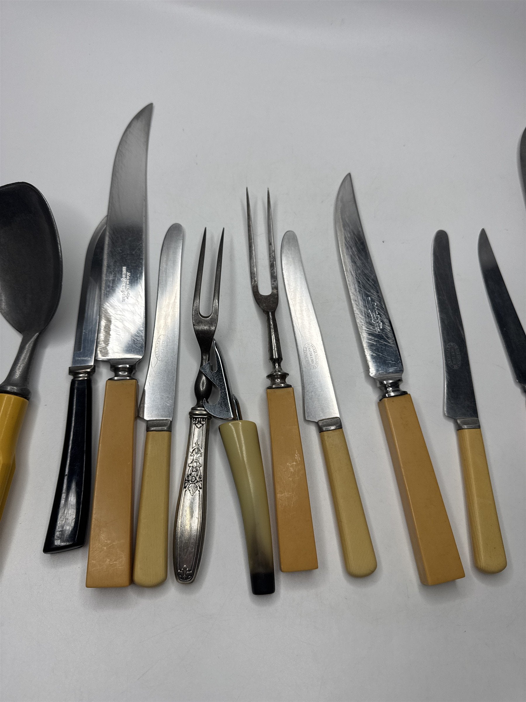 Vintage Cutlery Set Serving Utensils Bakelite/Plastic Handles Silverware Kitchen