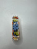 Vintage Finger Board Toy Mini Skateboard Clear Trucks Orange Wheels Cartoon Head