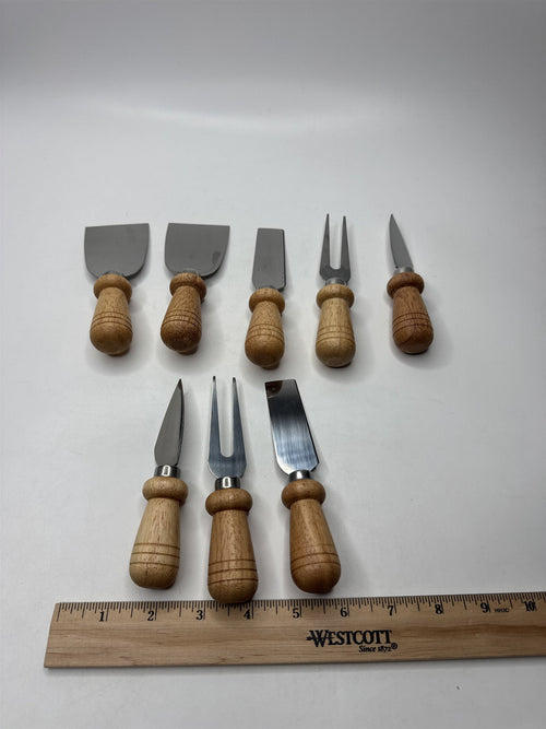 8pc Mini Small Cheese Board Serving Utensil Set Cutlery Stainless Steel