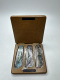 3 Knife Set in Solid Wood Case Deer Bass Duck Hunter Gift Monogrammed DAM