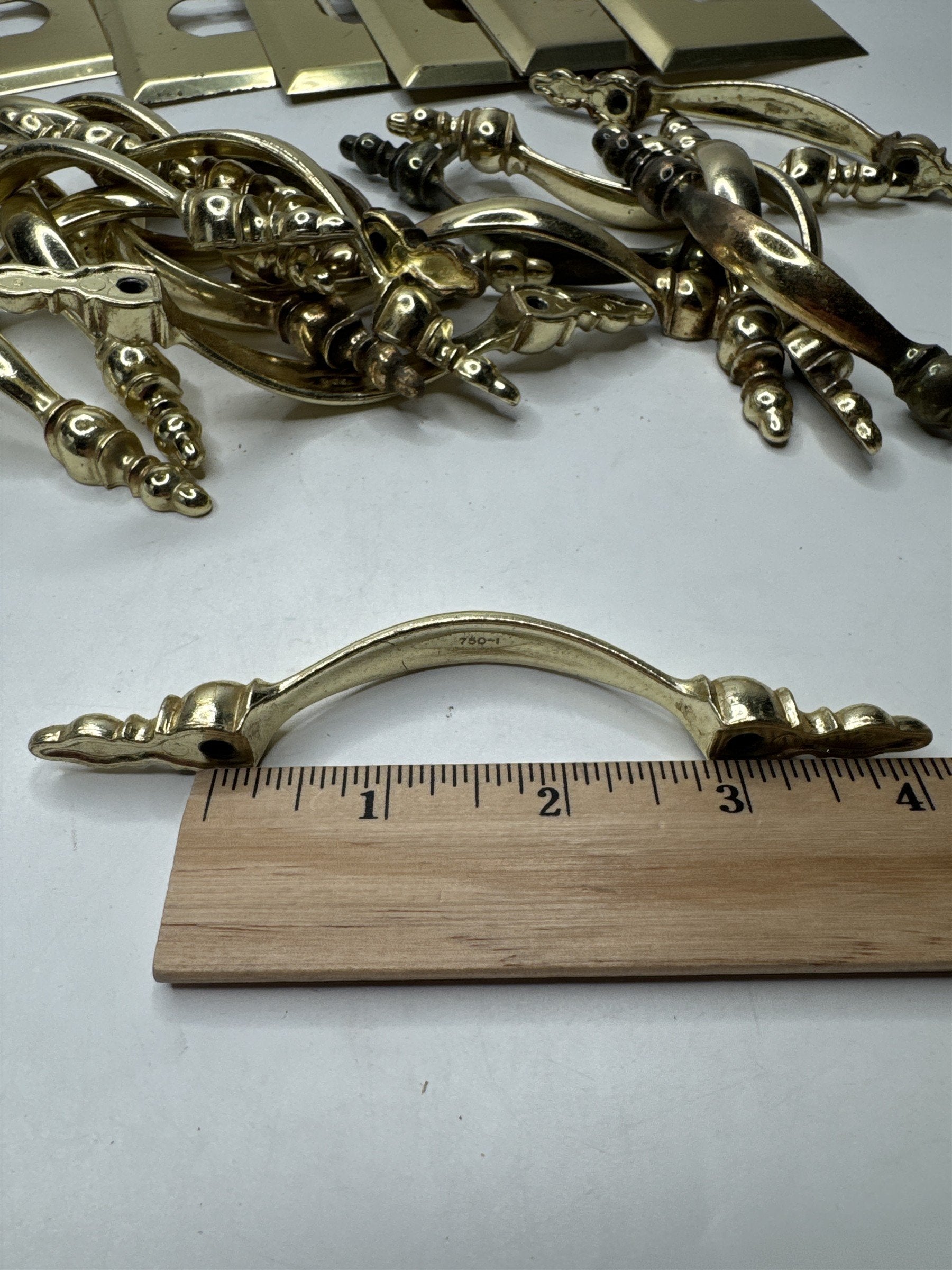 Lot of Vintage Gold Tone 3" Center Cabinet Hardware Handles and Outlet Covers