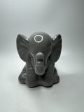 Gray Ceramic Elephant Piggy Coin Bank w/ Rubber Stopper Home Decor Gift