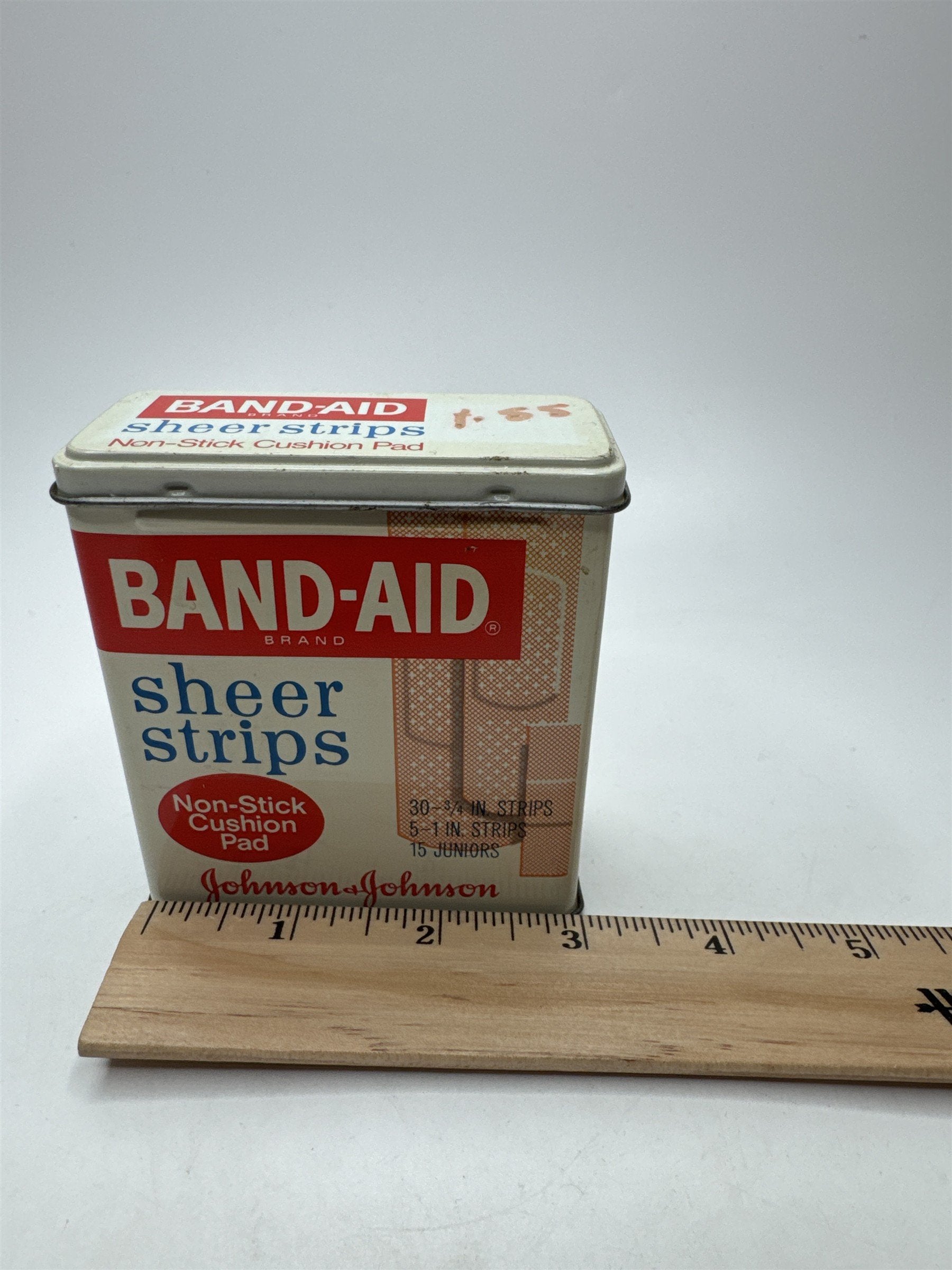 Vintage Band-Aid Tin Johnson & Johnson Sheer Strips Metal Empty Pharmacy Ad