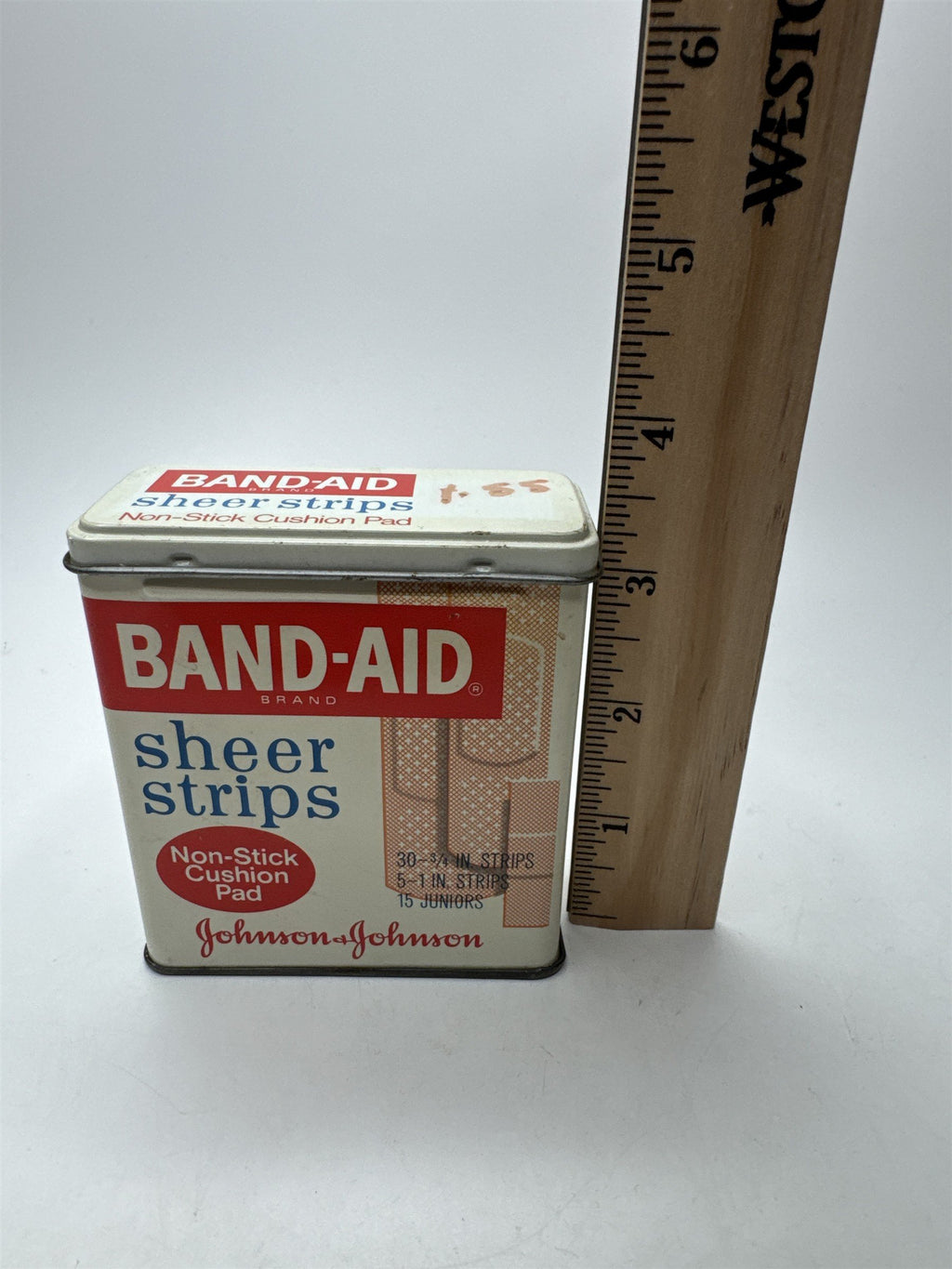 Vintage Band-Aid Tin Johnson & Johnson Sheer Strips Metal Empty Pharmacy Ad