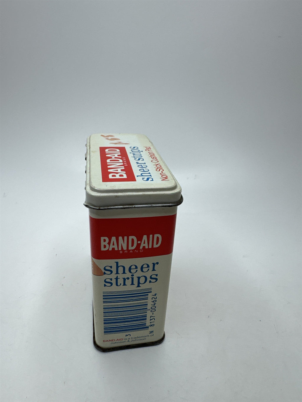 Vintage Band-Aid Tin Johnson & Johnson Sheer Strips Metal Empty Pharmacy Ad