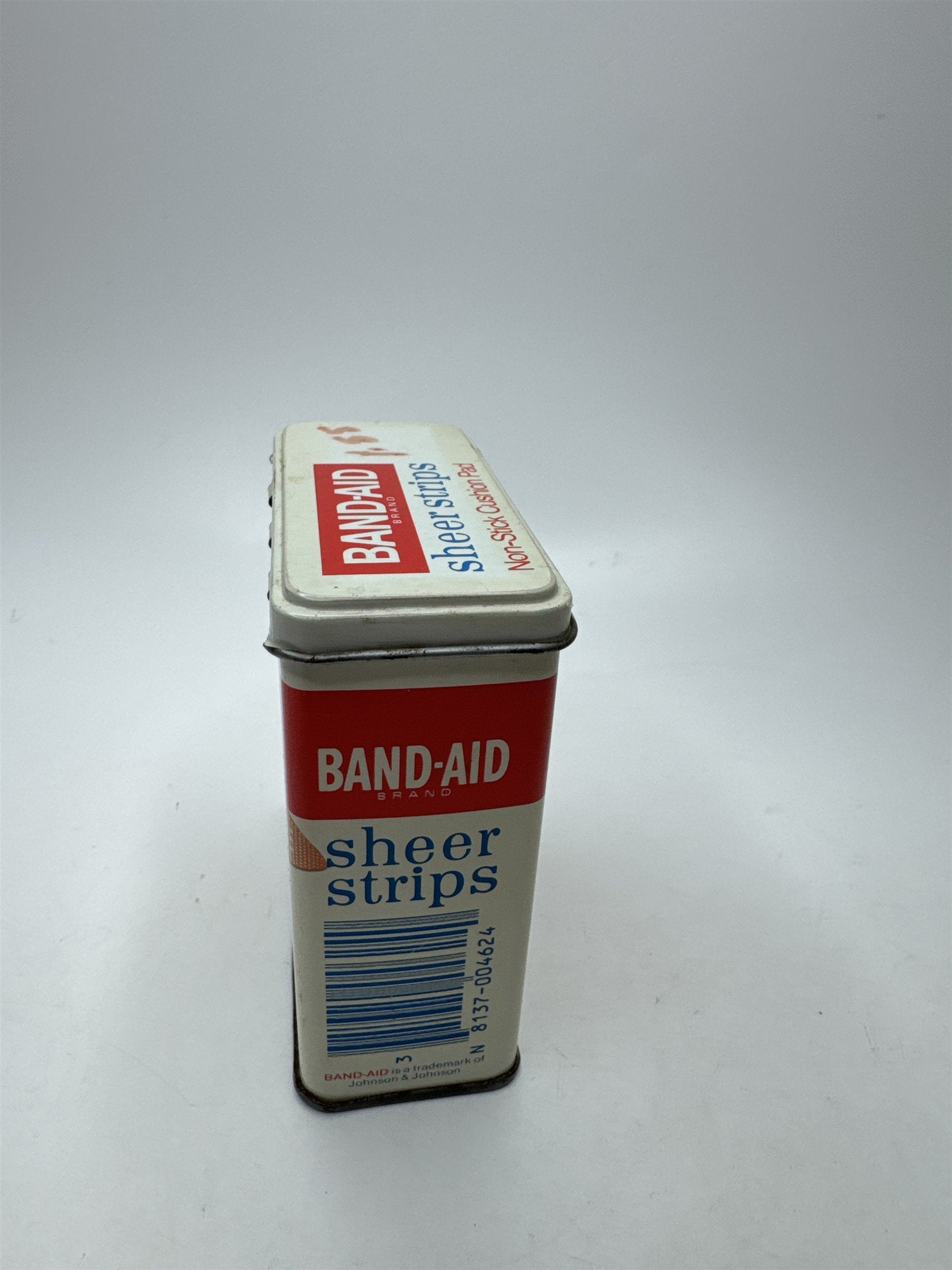 Vintage Band-Aid Tin Johnson & Johnson Sheer Strips Metal Empty Pharmacy Ad
