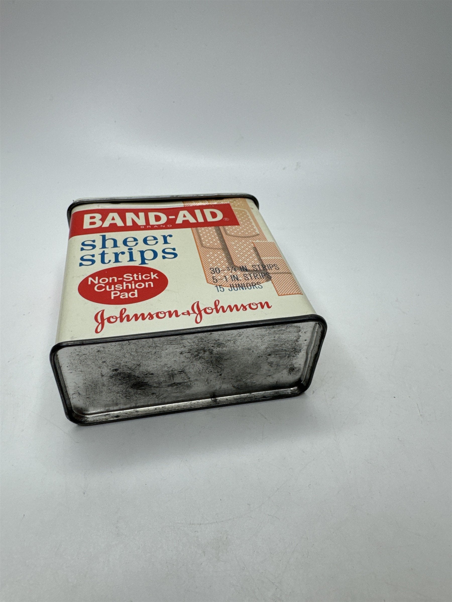 Vintage Band-Aid Tin Johnson & Johnson Sheer Strips Metal Empty Pharmacy Ad