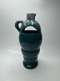 VTG 10" Handmade Pottery Vase Turquoise Blue Windowed Ceramic Flower Decor MCM