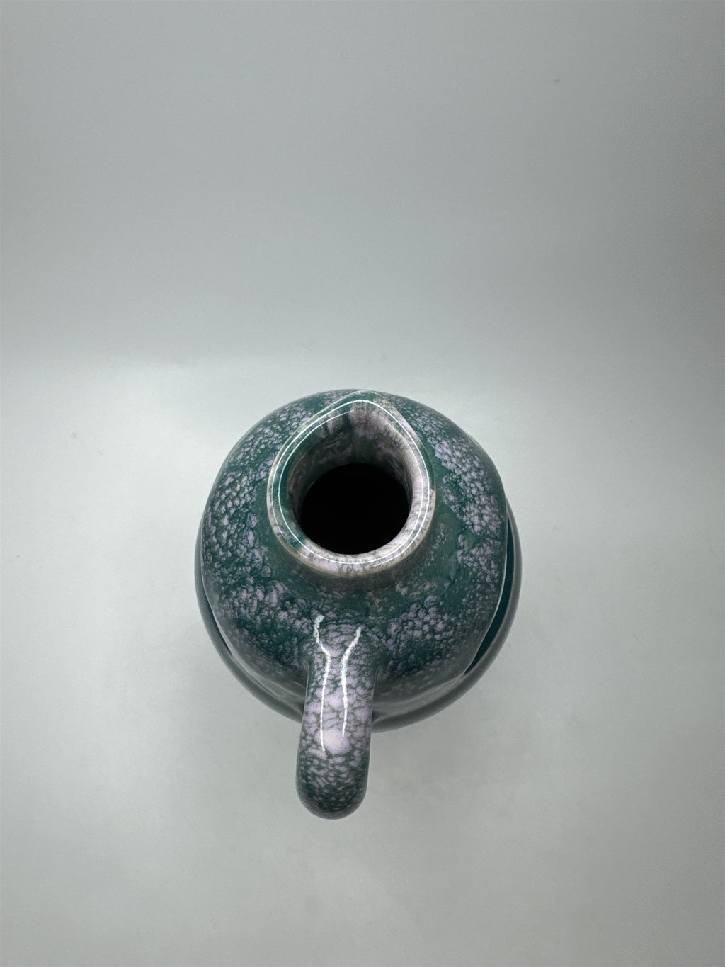 VTG 10" Handmade Pottery Vase Turquoise Blue Windowed Ceramic Flower Decor MCM