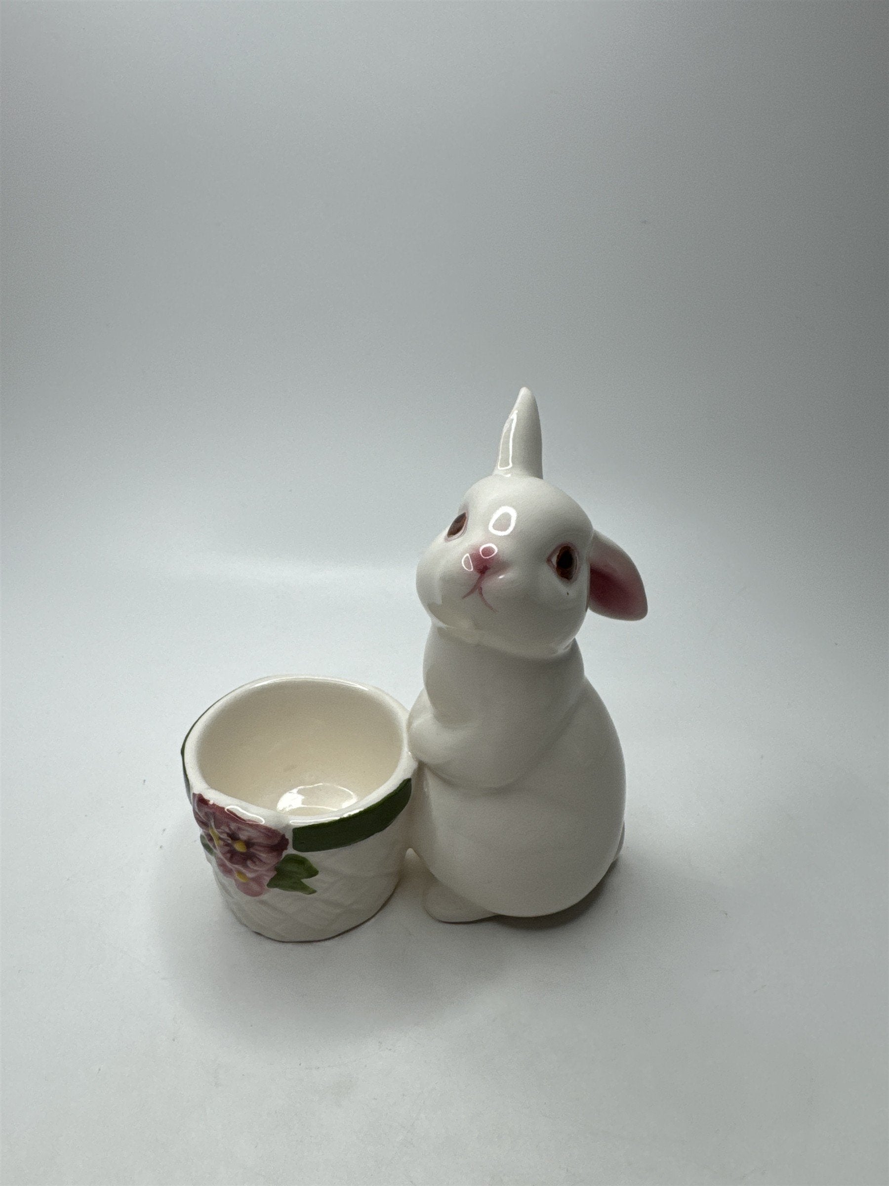 Vintage Avon 1980 Ceramic Bunny Rabbit Votive Candle Holder Easter Spring Flower