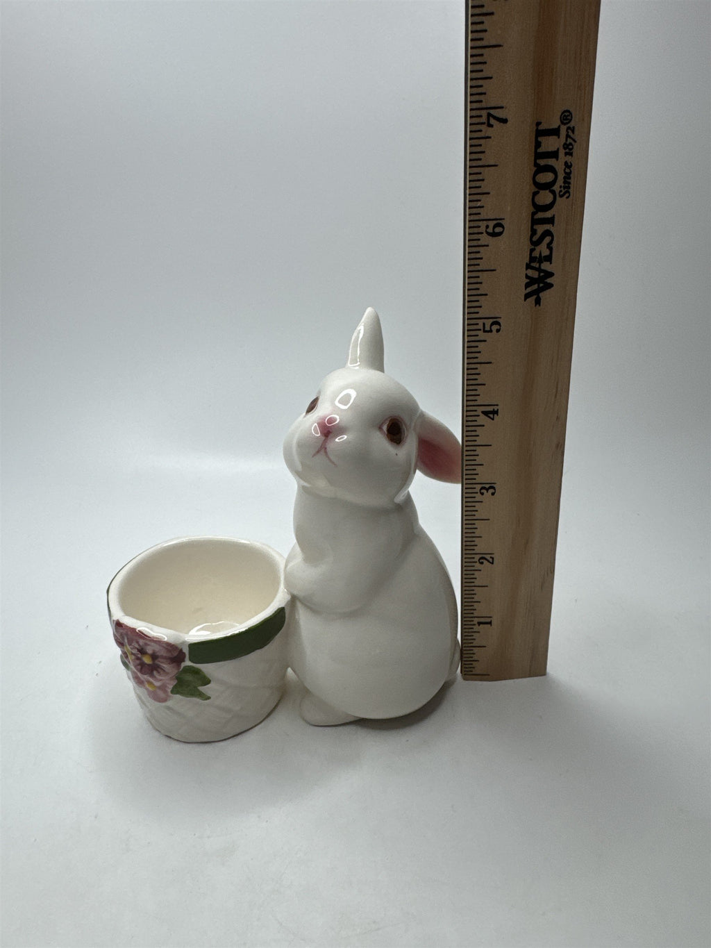 Vintage Avon 1980 Ceramic Bunny Rabbit Votive Candle Holder Easter Spring Flower