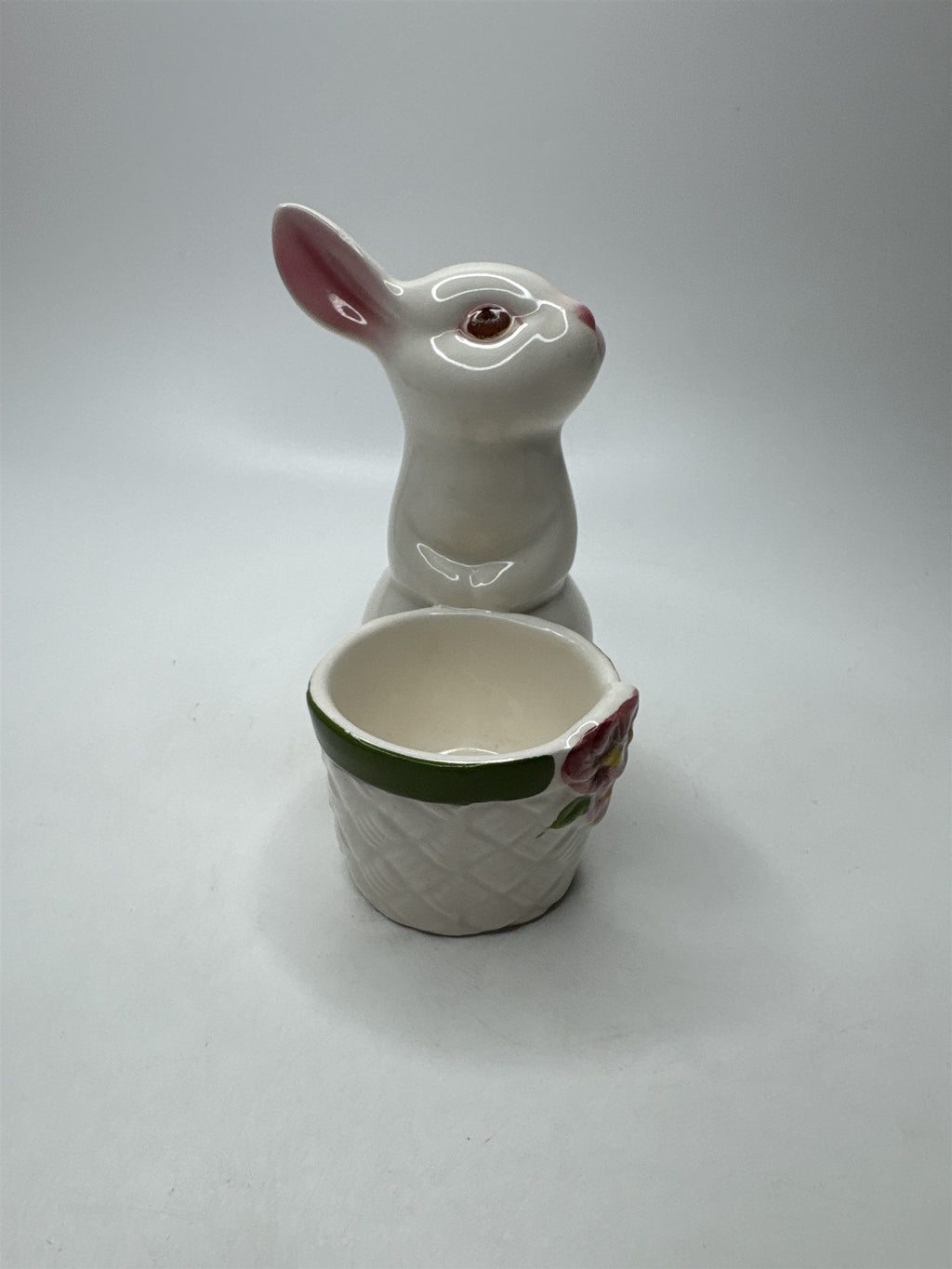 Vintage Avon 1980 Ceramic Bunny Rabbit Votive Candle Holder Easter Spring Flower