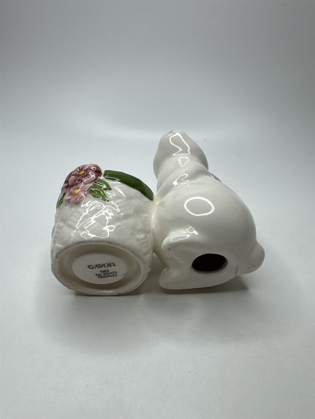 Vintage Avon 1980 Ceramic Bunny Rabbit Votive Candle Holder Easter Spring Flower