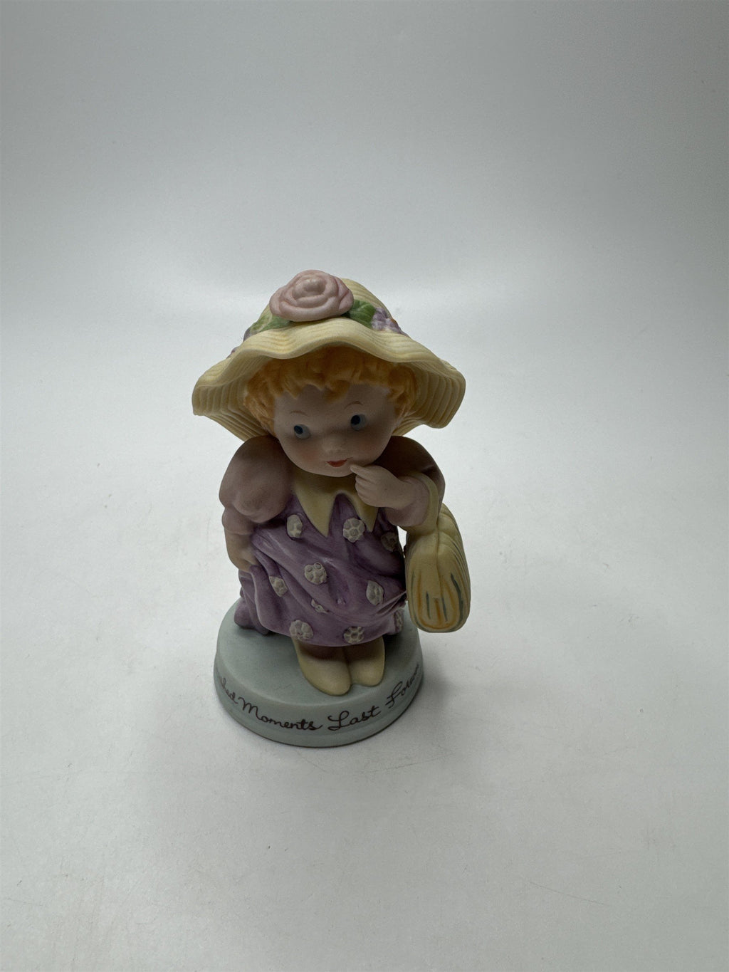 Vintage Avon Cherished Moments Last Forever Figurine 1983 Purple Floral Dress