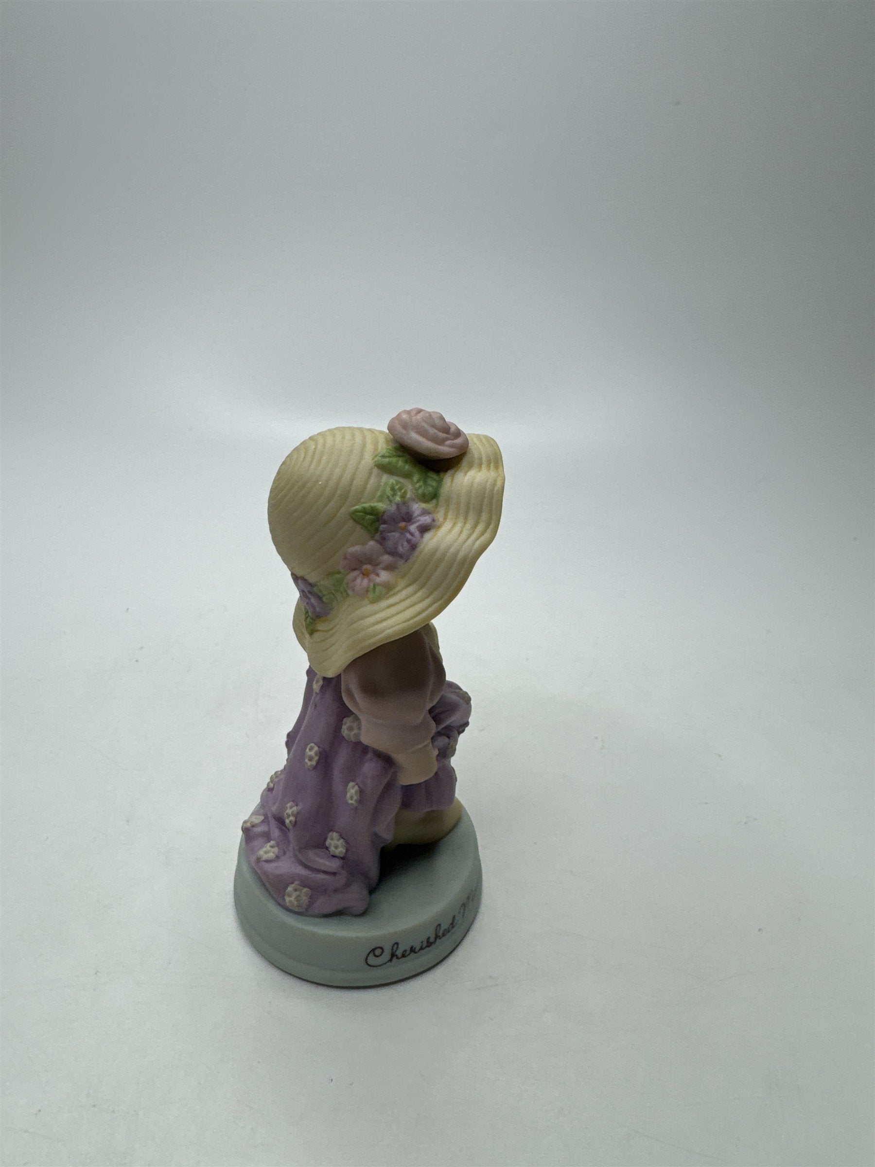 Vintage Avon Cherished Moments Last Forever Figurine 1983 Purple Floral Dress