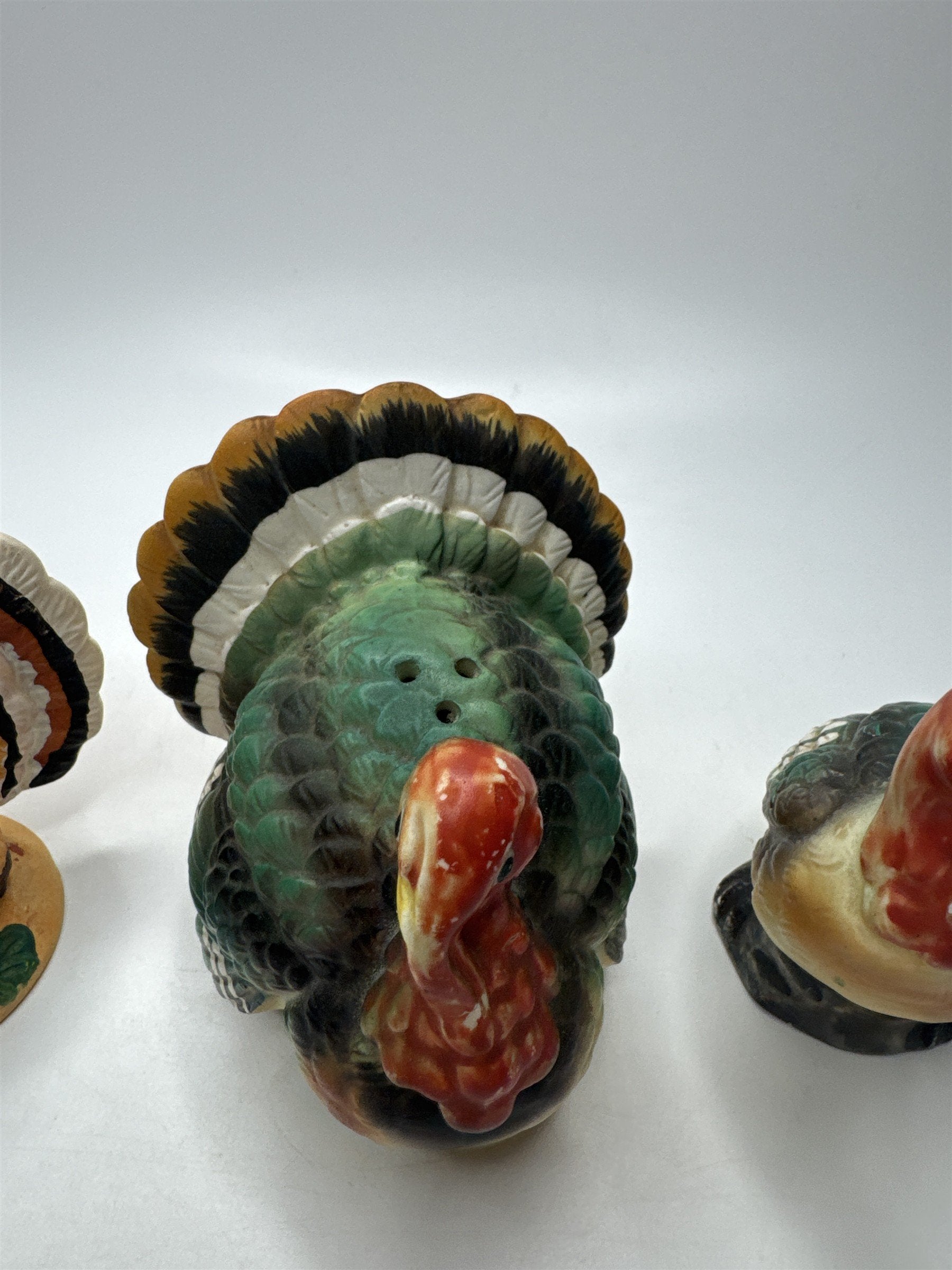 Lot of 3 Vintage Turkey Salt & Pepper Shakers Ceramic Thanksgiving Decor *Chip