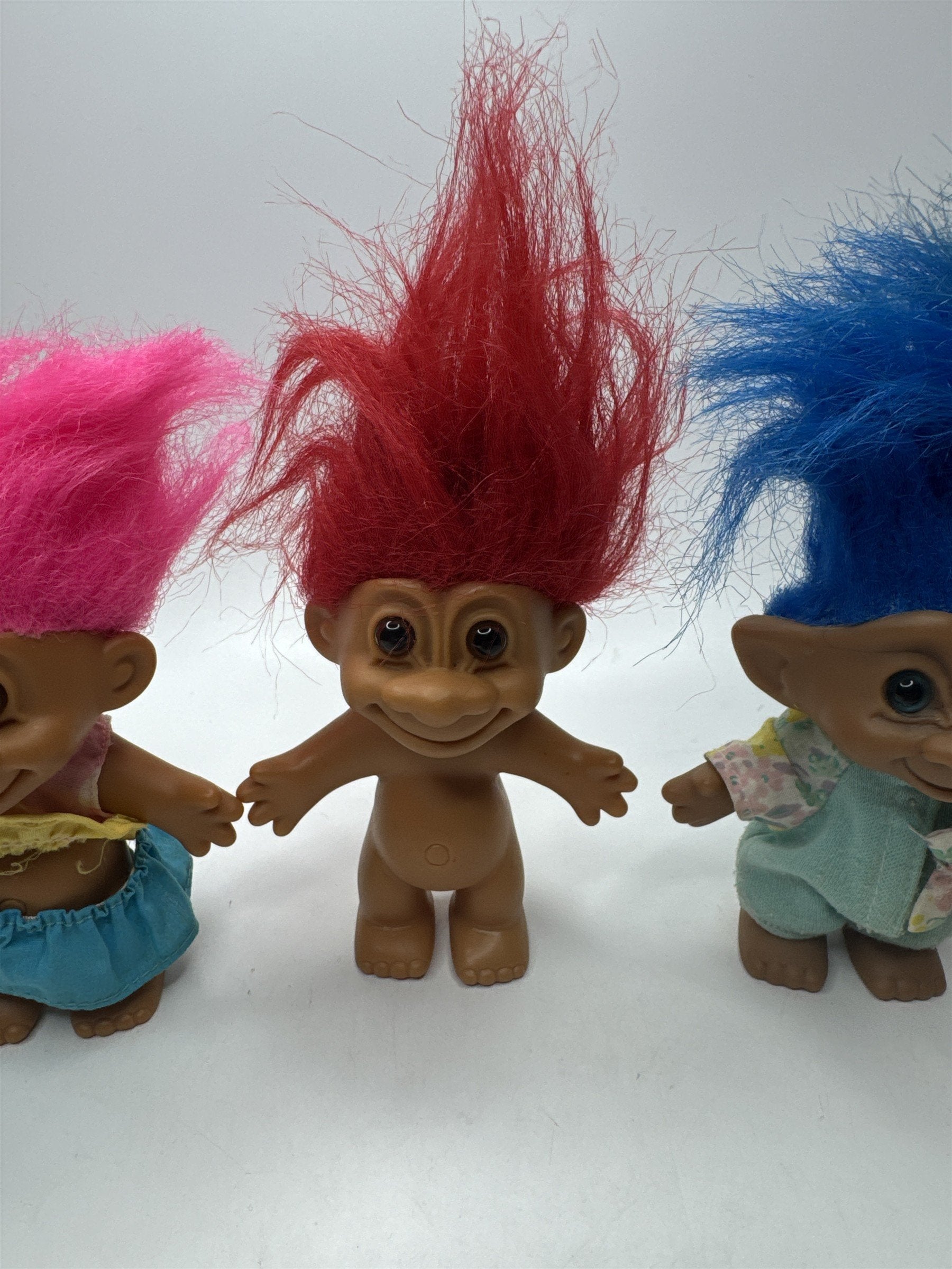 Lot of 5 Vintage Troll Dolls Russ Good Luck Collectible Retro Toy Gift