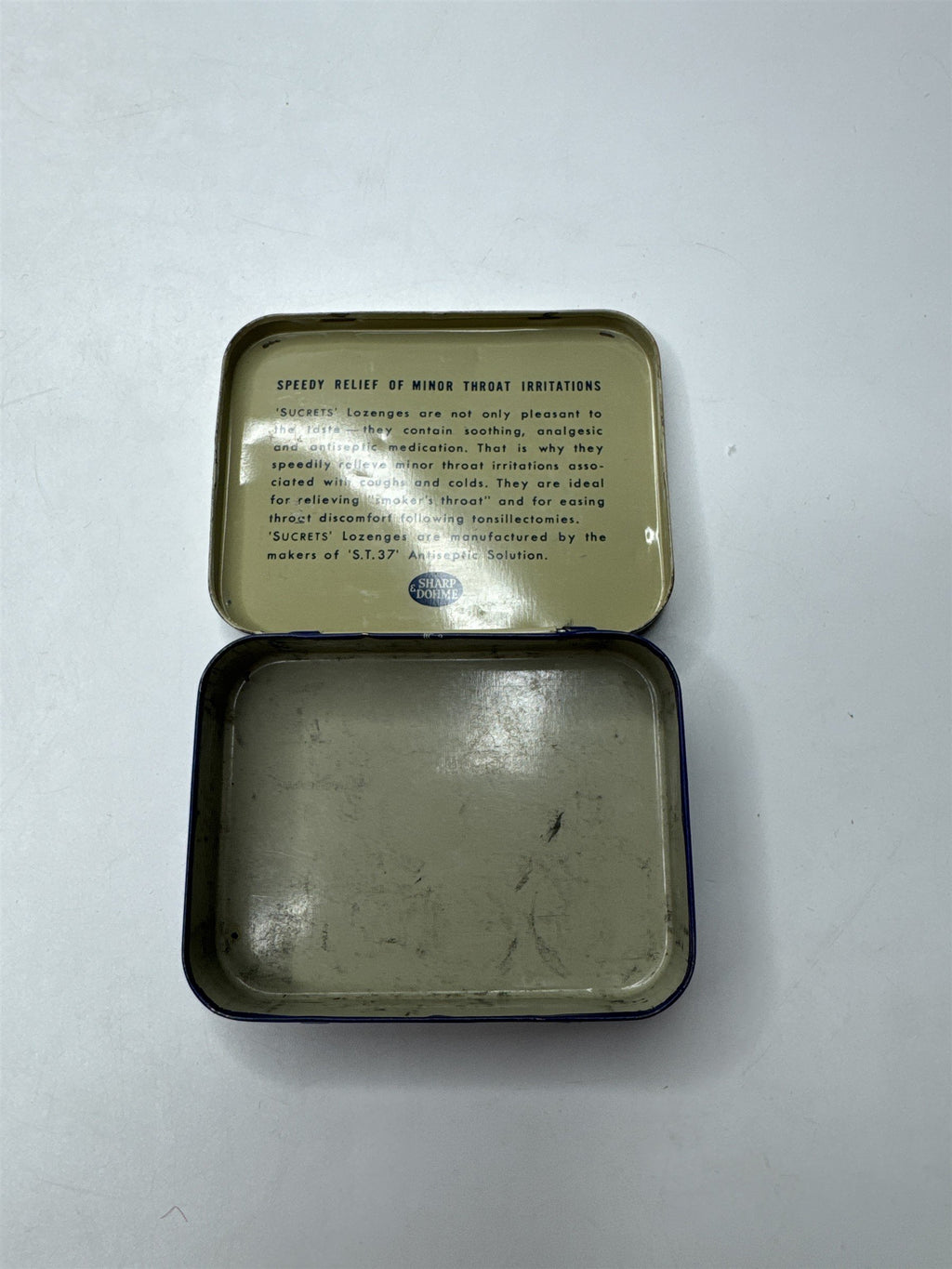 Vintage Sucrets Sharp & Dohme Antiseptic Throat Lozenges Tin Container Philly PA