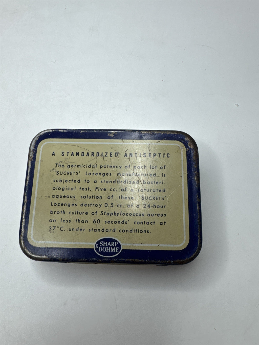 Vintage Sucrets Sharp & Dohme Antiseptic Throat Lozenges Tin Container Philly PA