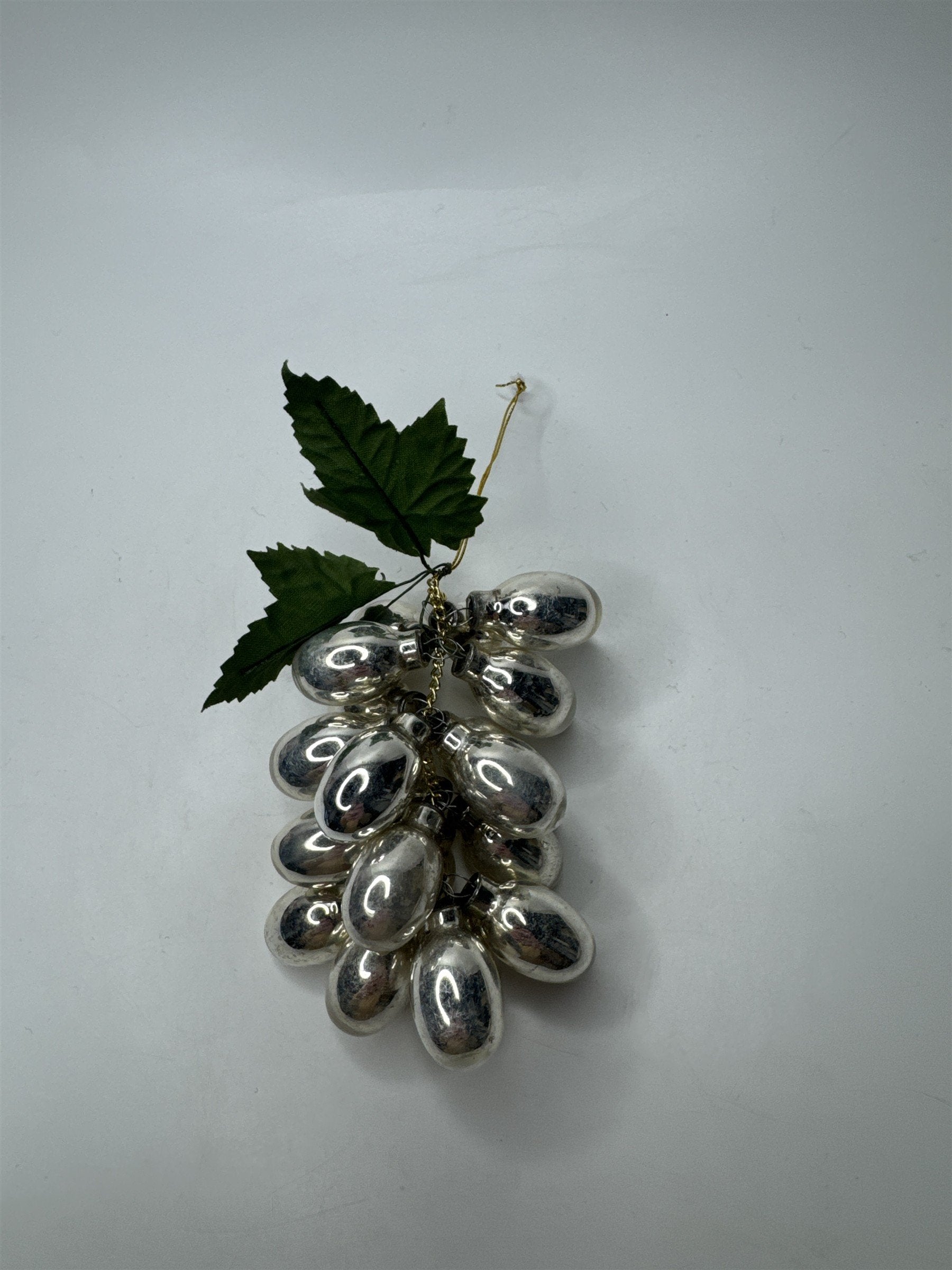 Vintage Christmas Glass Plastic Bead Grapes Vine Ornament Fruit Cluster Decor