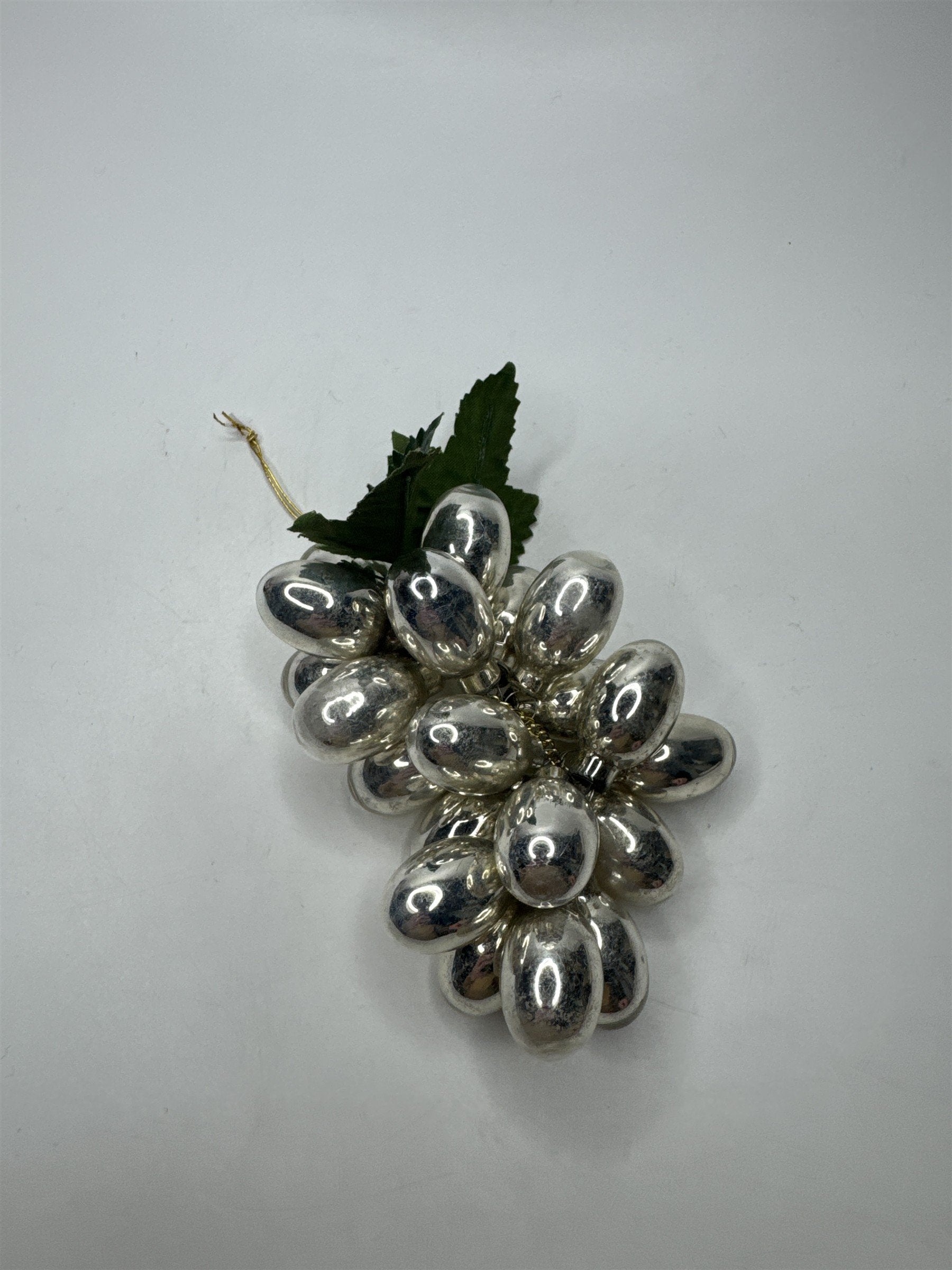 Vintage Christmas Glass Plastic Bead Grapes Vine Ornament Fruit Cluster Decor