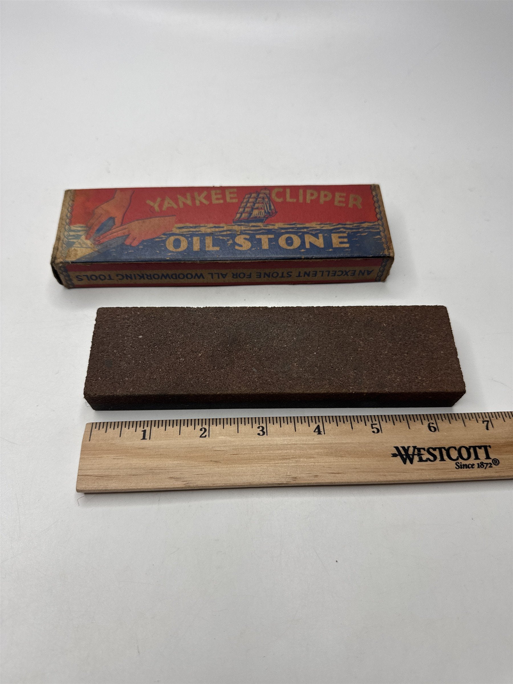 Vintage Yankee Clipper Oil Stone Sharpening Tool Original Box Hone Hardware