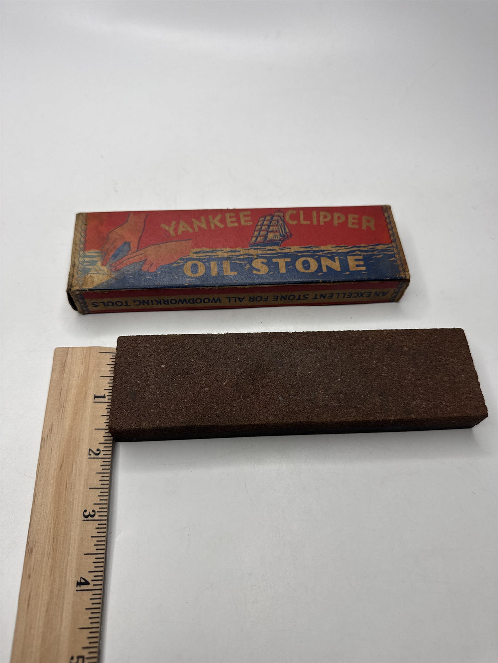 Vintage Yankee Clipper Oil Stone Sharpening Tool Original Box Hone Hardware
