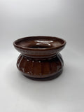 Vintage Brown Glazed Pottery Ceramic Spittoon Cuspidor Tobacco Saloon Antique