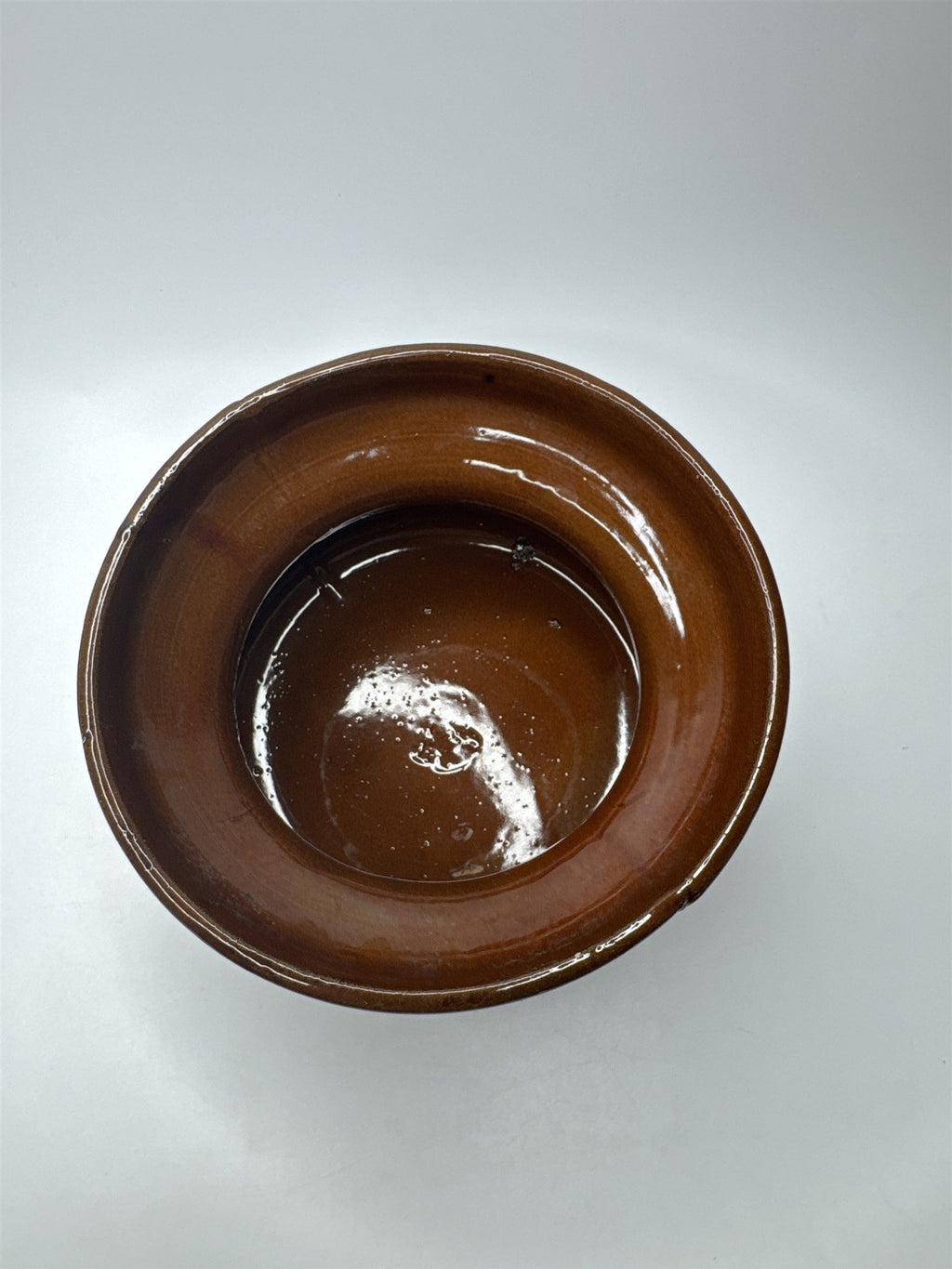 Vintage Brown Glazed Pottery Ceramic Spittoon Cuspidor Tobacco Saloon Antique