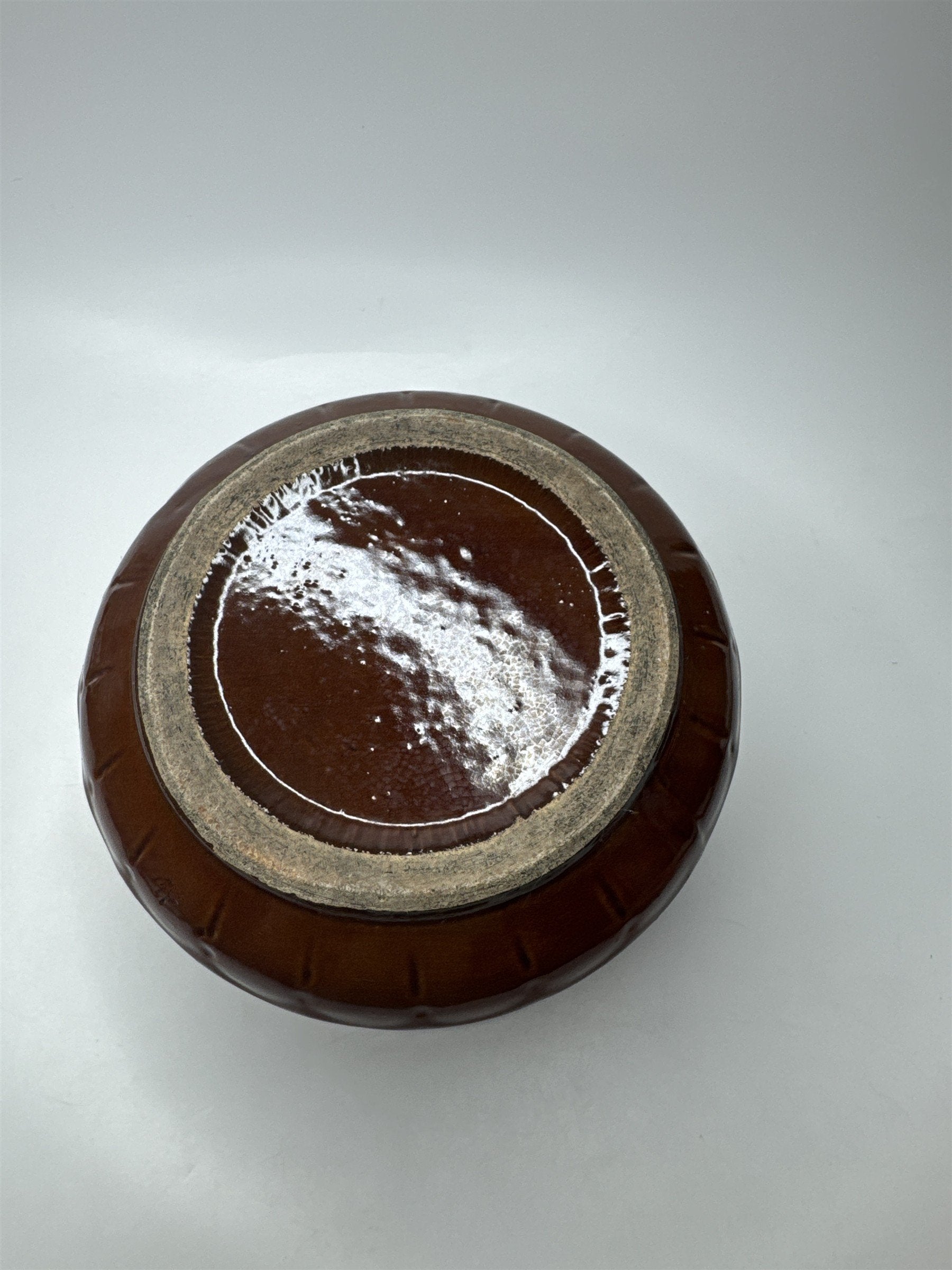 Vintage Brown Glazed Pottery Ceramic Spittoon Cuspidor Tobacco Saloon Antique