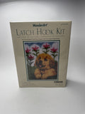 Wonderart Latch Hook Kit 15x20 Flower Puppy Dog Blue White Clouds New Sealed