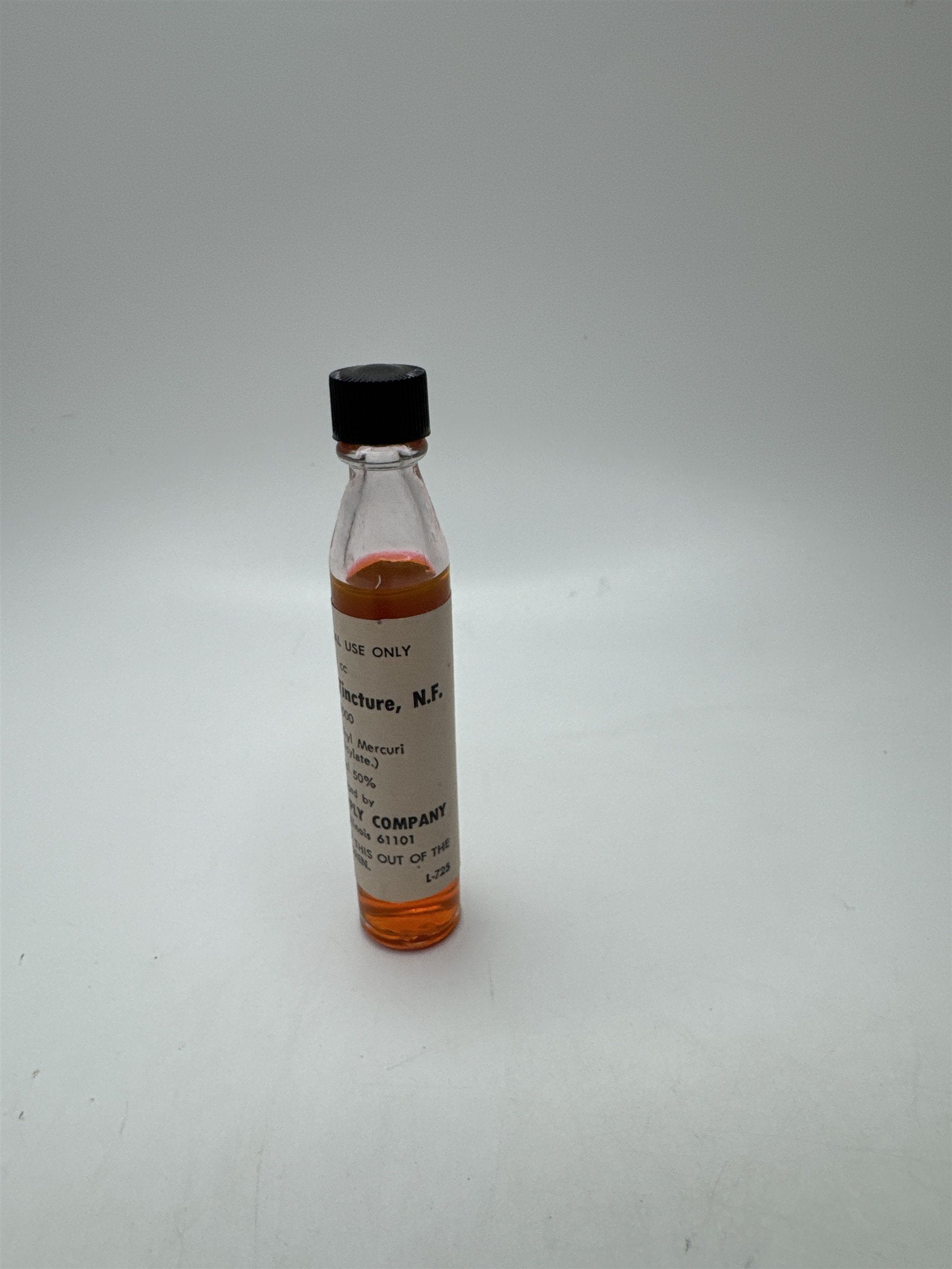 Vintage NOS Thimerosal Tincture Bottle 10cc Medical Pharmacy Collectible Glass